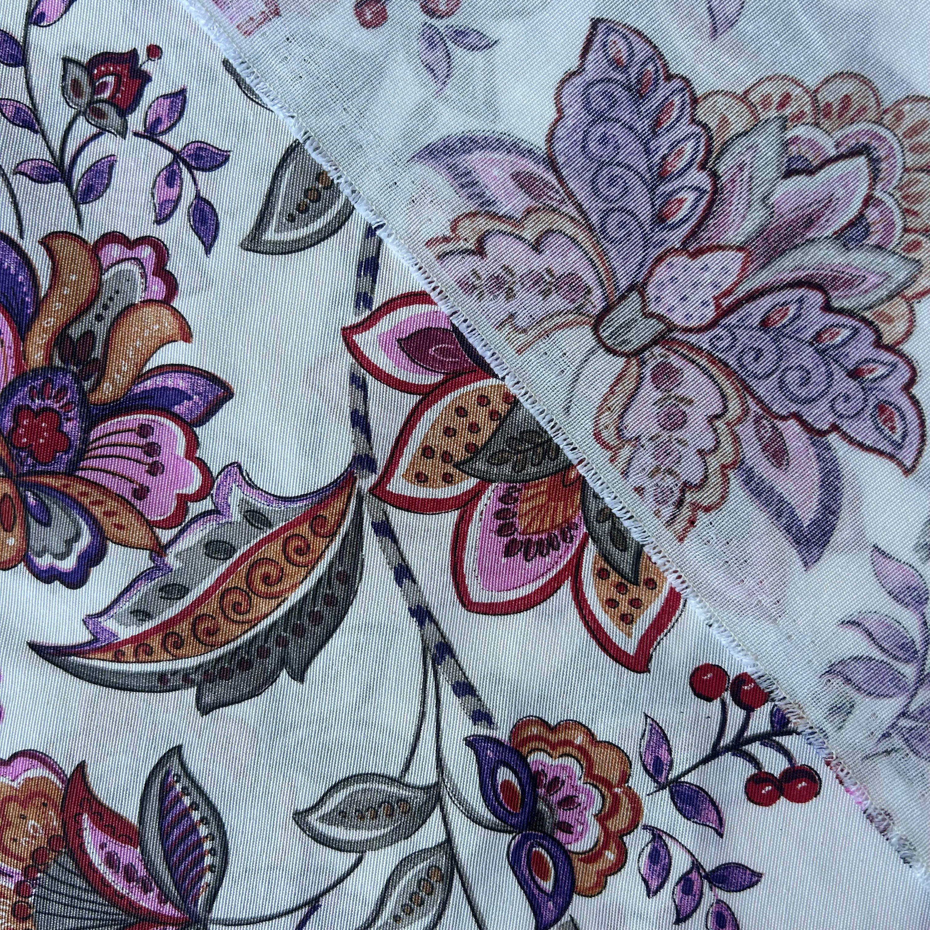 Loneta de decoração - Floral - Branco&Lilas