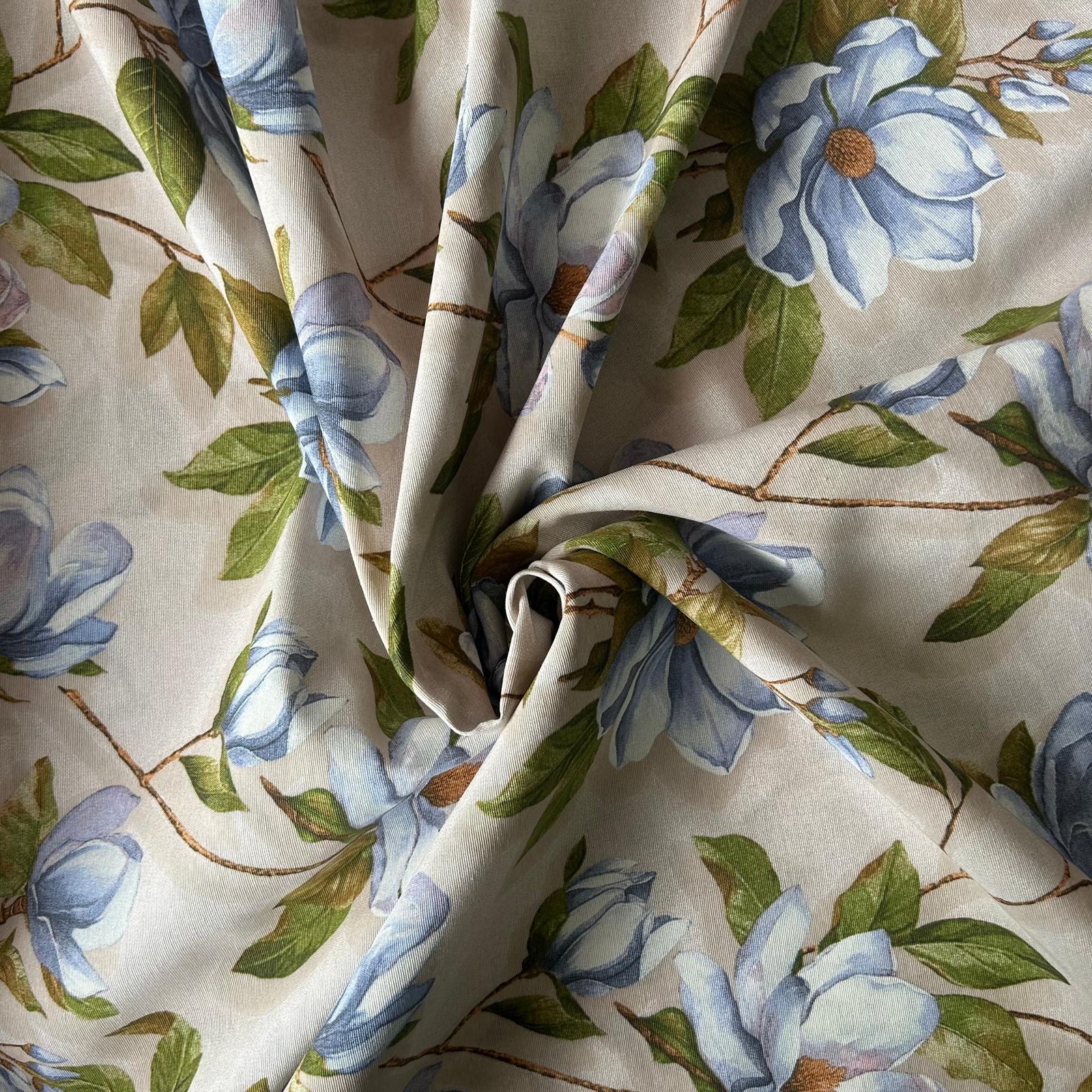Loneta de decoração-Floral-Azul&Verde