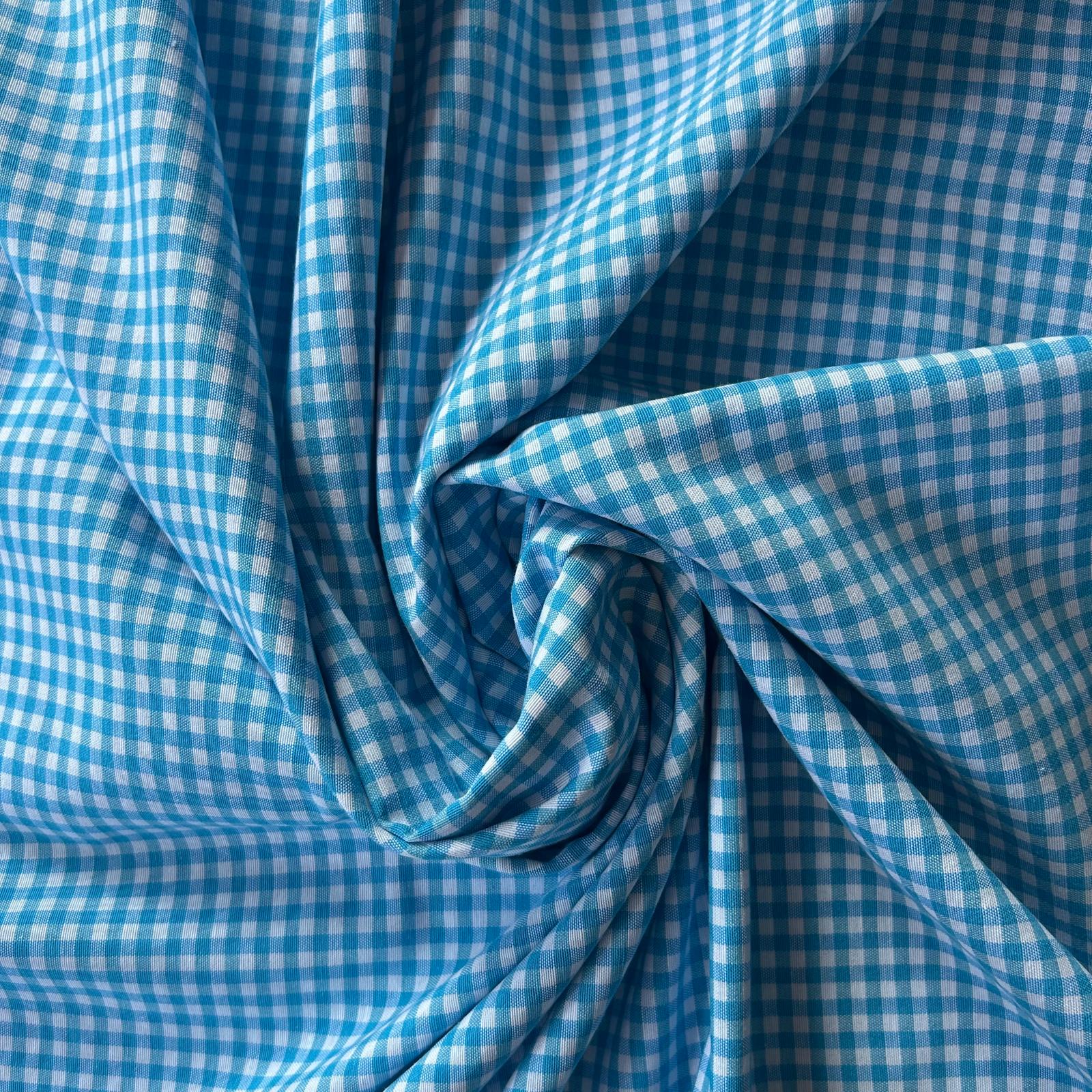 Tecido Xadrez Pequeno Vichy - Azul Turquesa