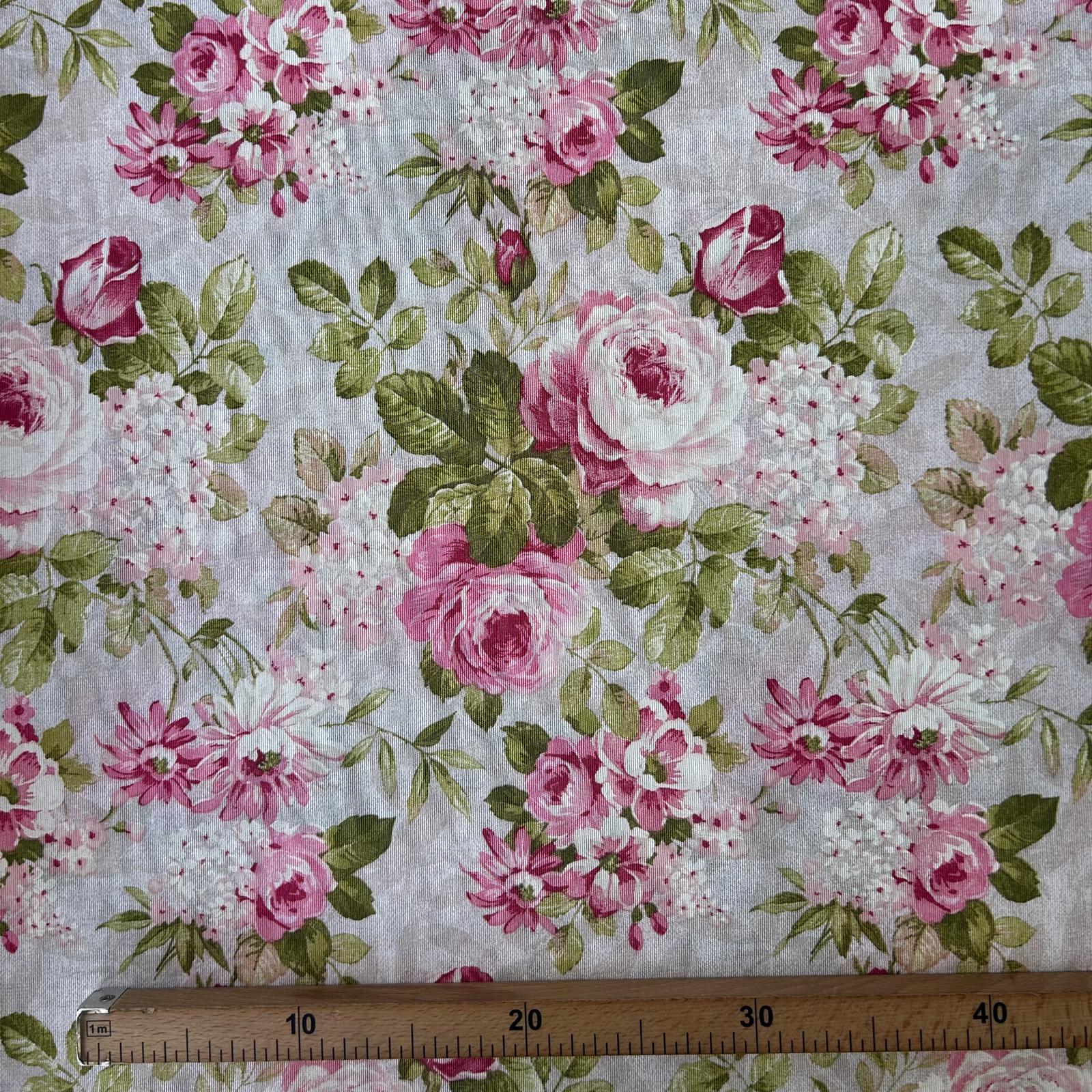 Loneta de decoração-Floral-Rosa