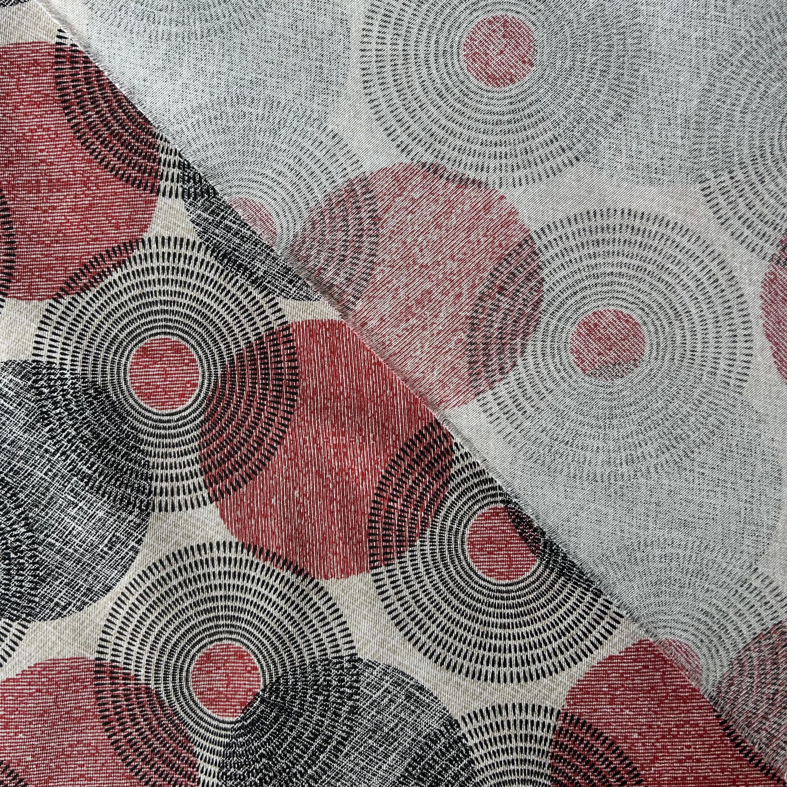 Loneta de decoração - Geometrico - Vermelho e Cinzento