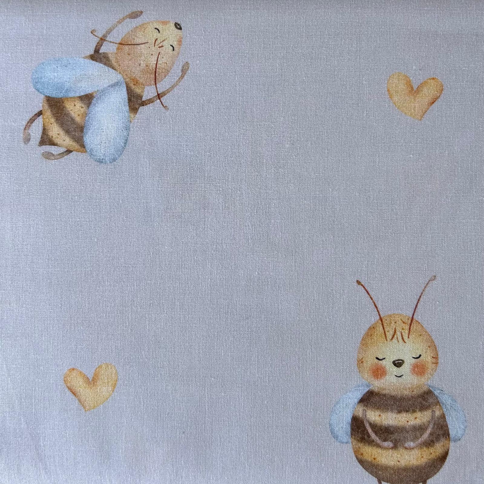 Algodão Estampado - Abelha - Bege