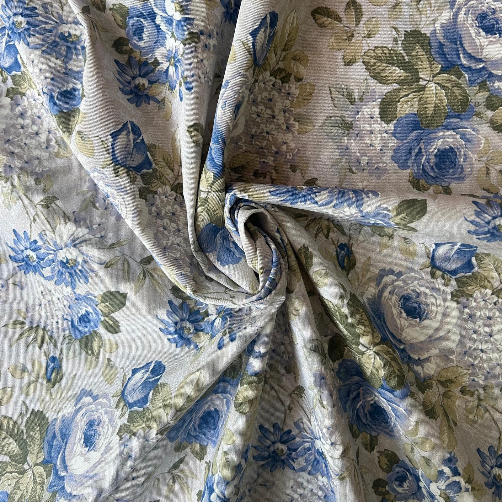 Loneta de decoração-Floral-Azul