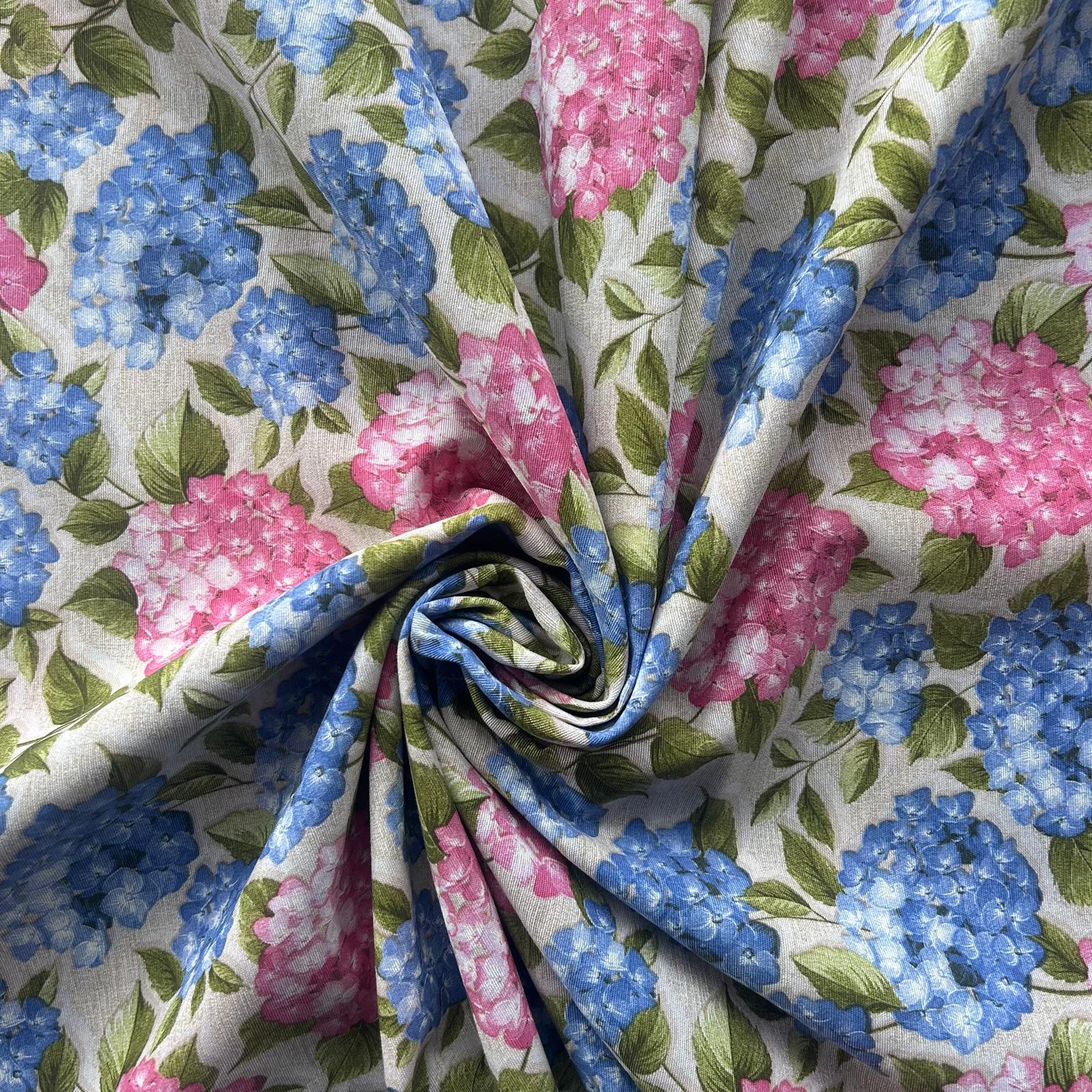 Loneta de decoração - Floral - Azul