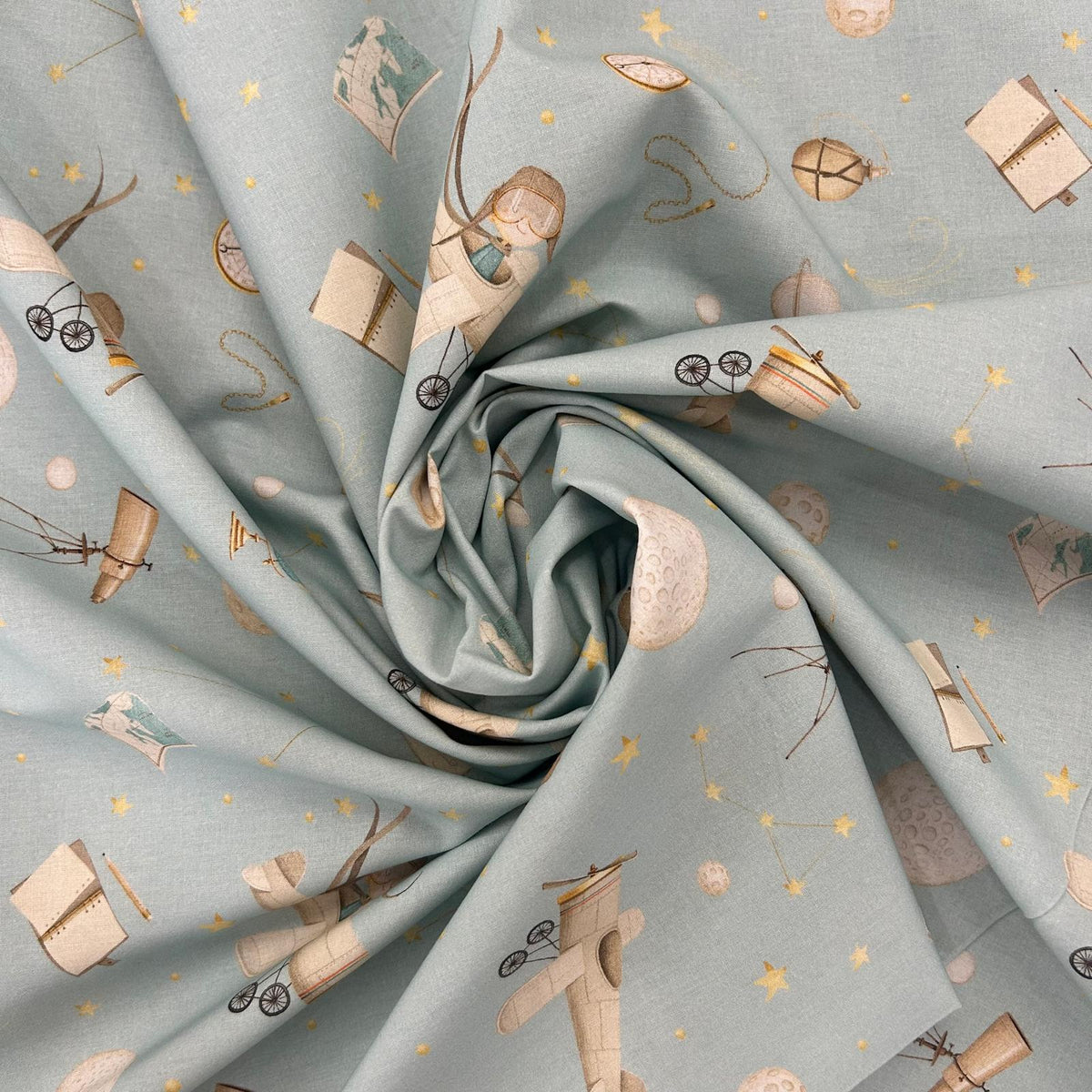 Algodão Estampado- Azul