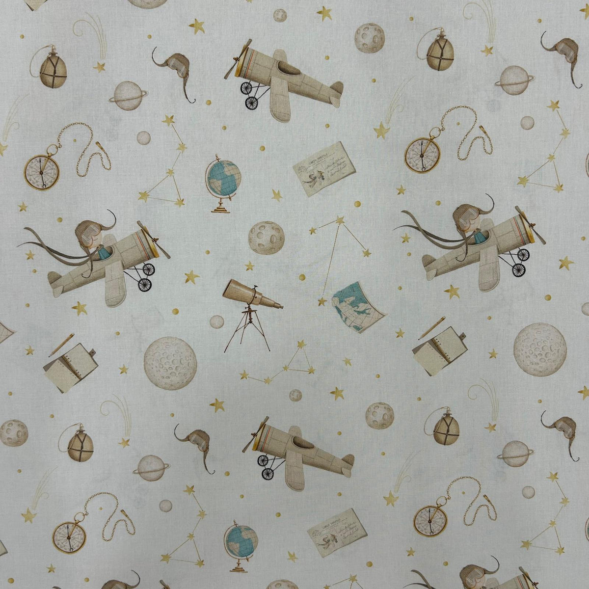 Algodão Estampado- Bege