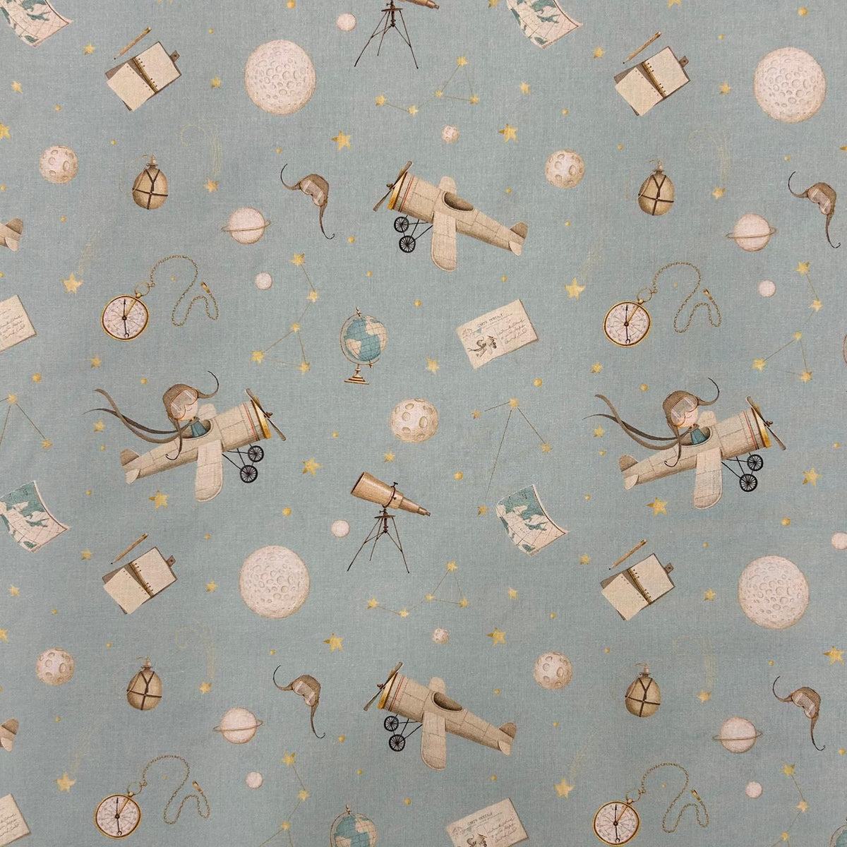 Algodão Estampado- Azul