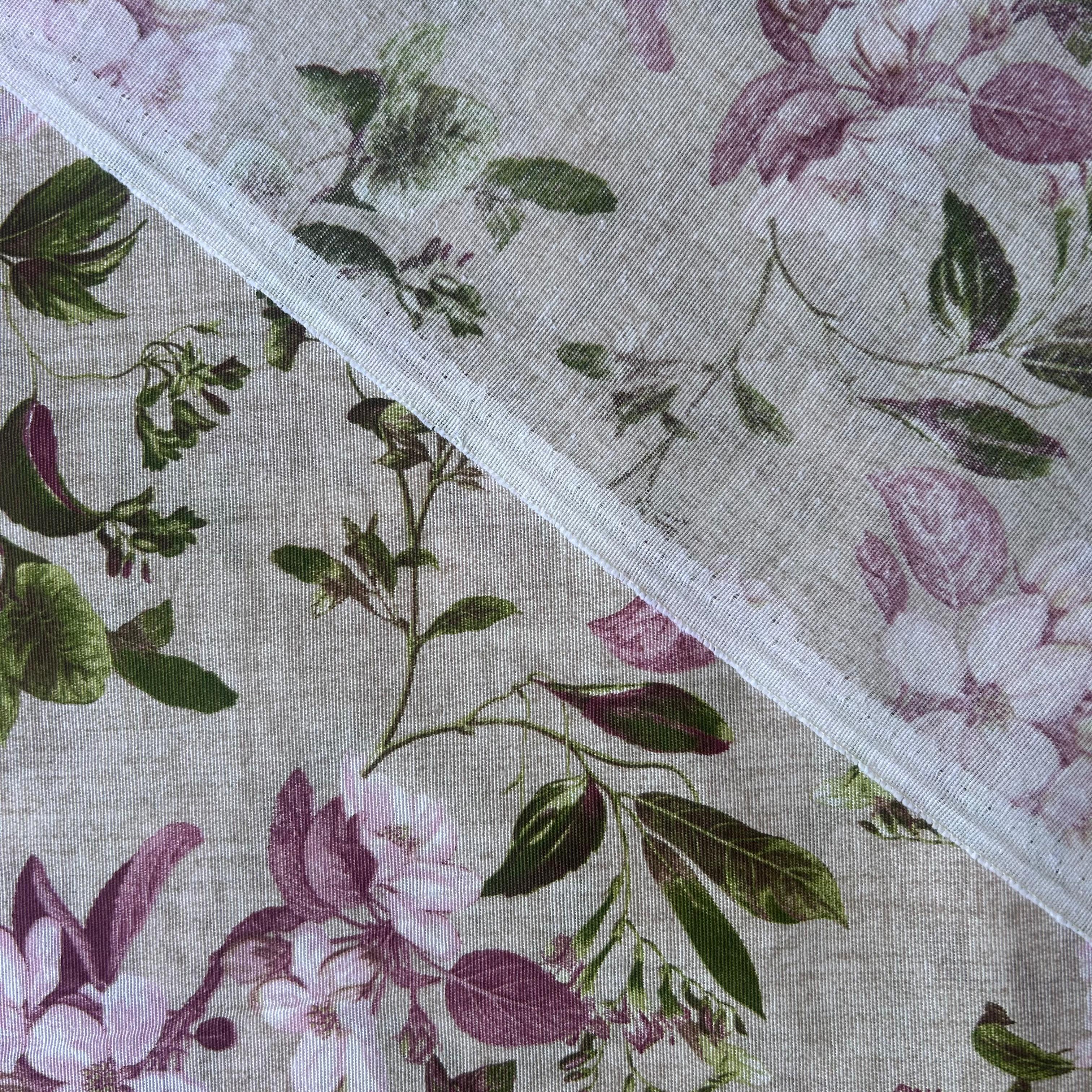 Loneta de decoração - Floral - Verde&Rosa