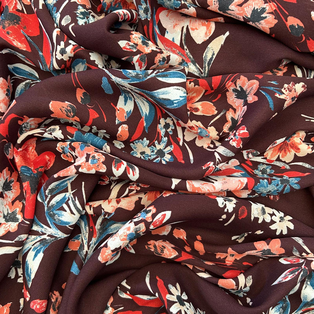 Retalho Camiseiro Estampado Floral Bordeaux