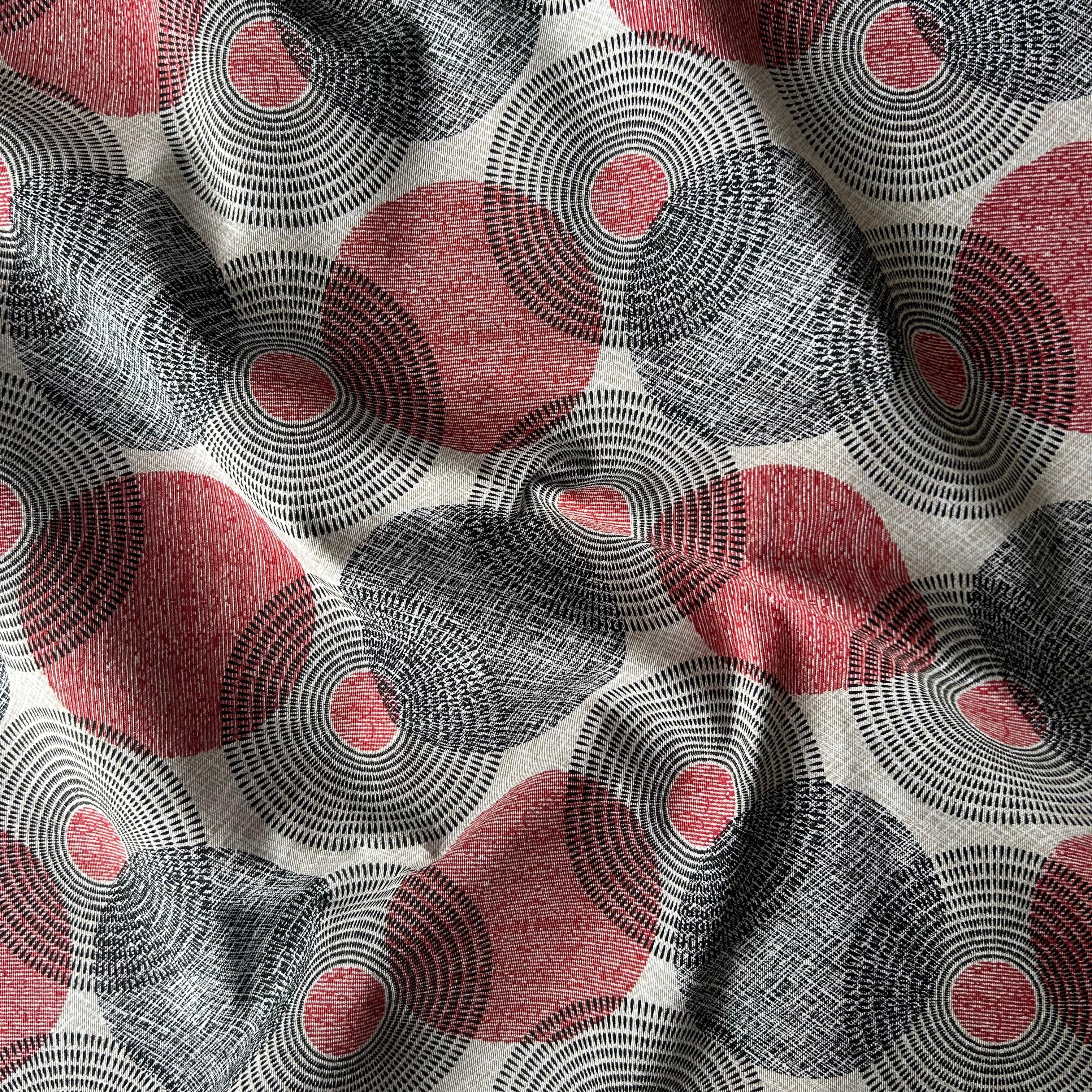 Loneta de decoração - Geometrico - Vermelho e Cinzento