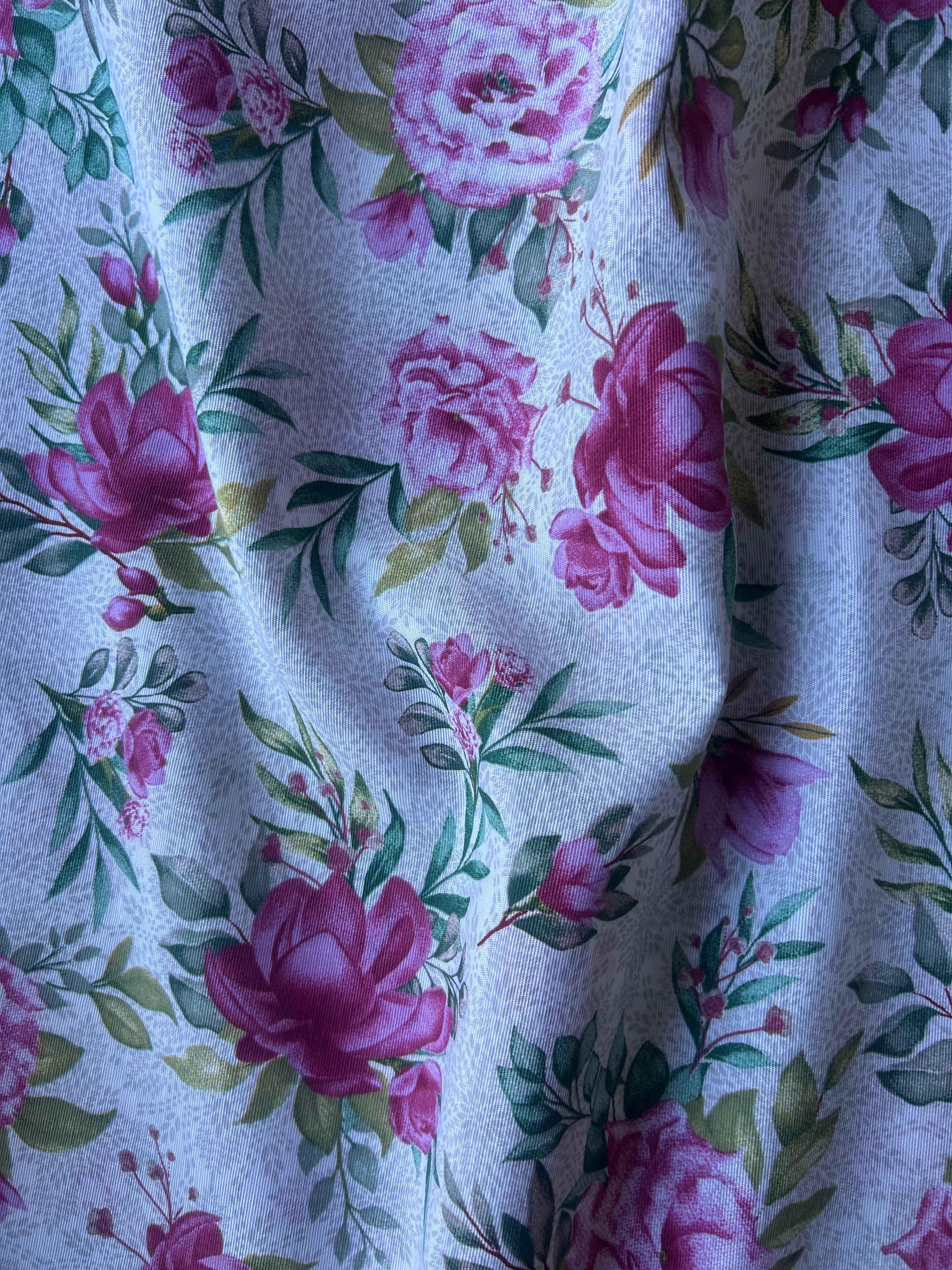 Loneta de decoração - Floral - Rosa