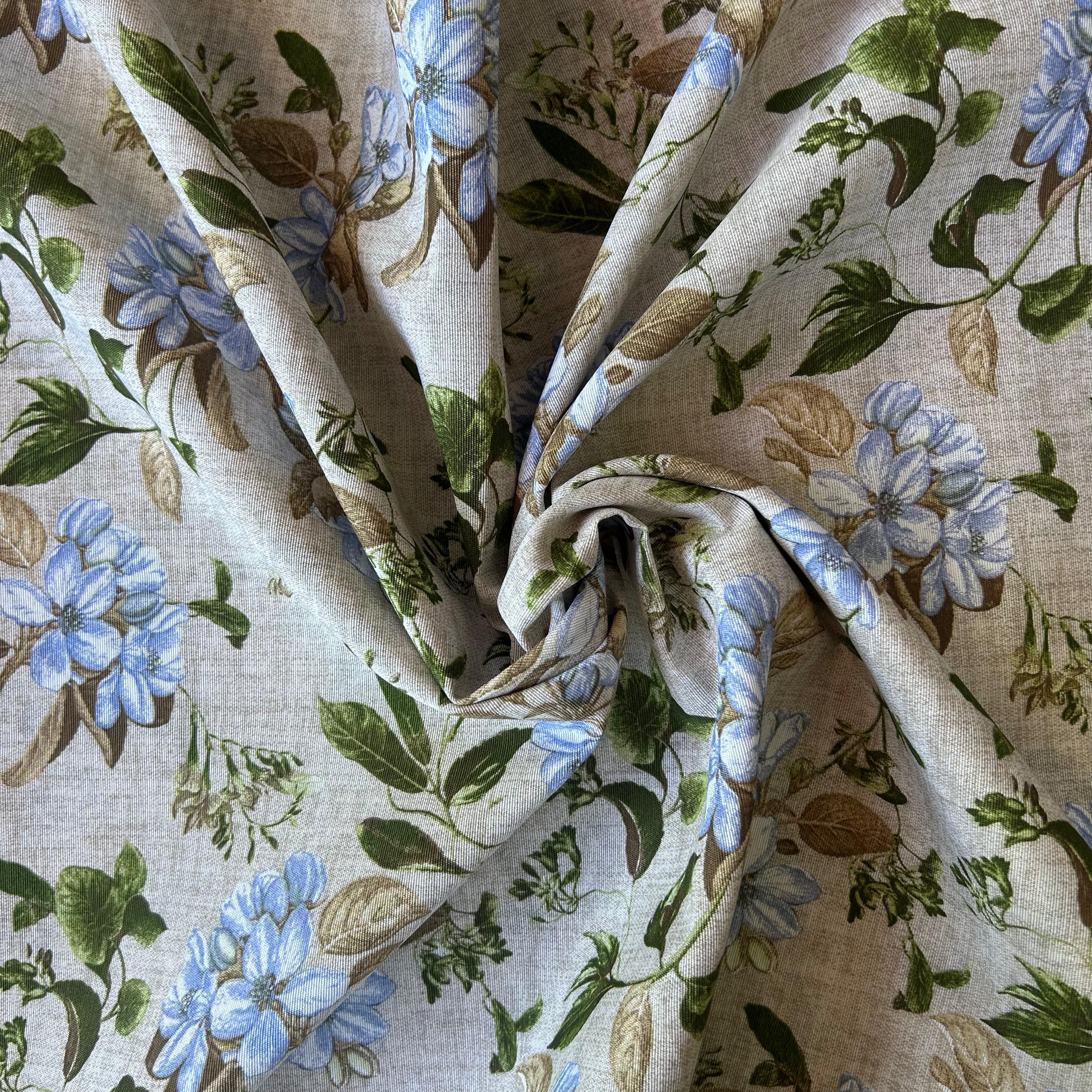 Loneta de decoração - Floral - Verde&Azul