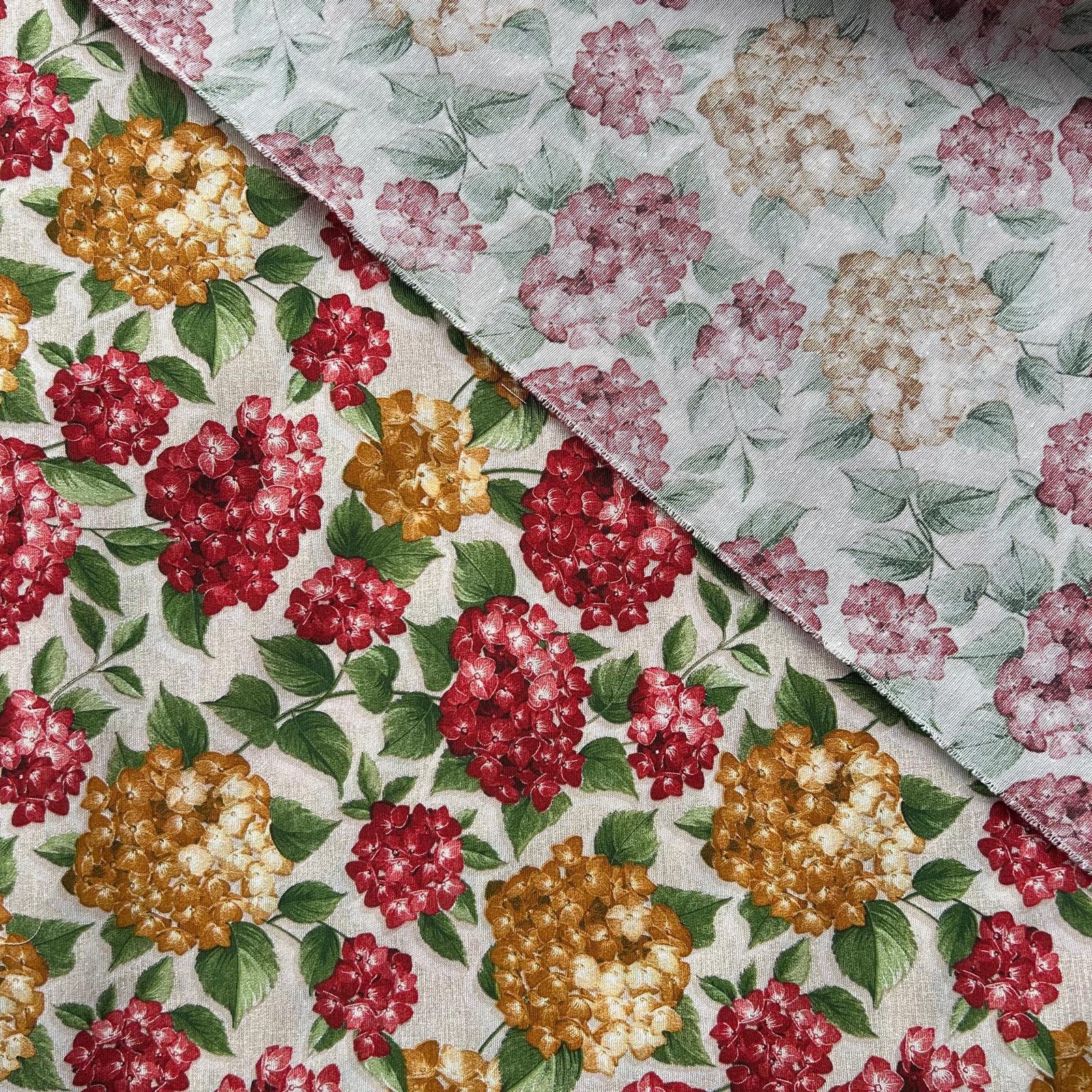 Loneta de decoração - Floral - Vermelho