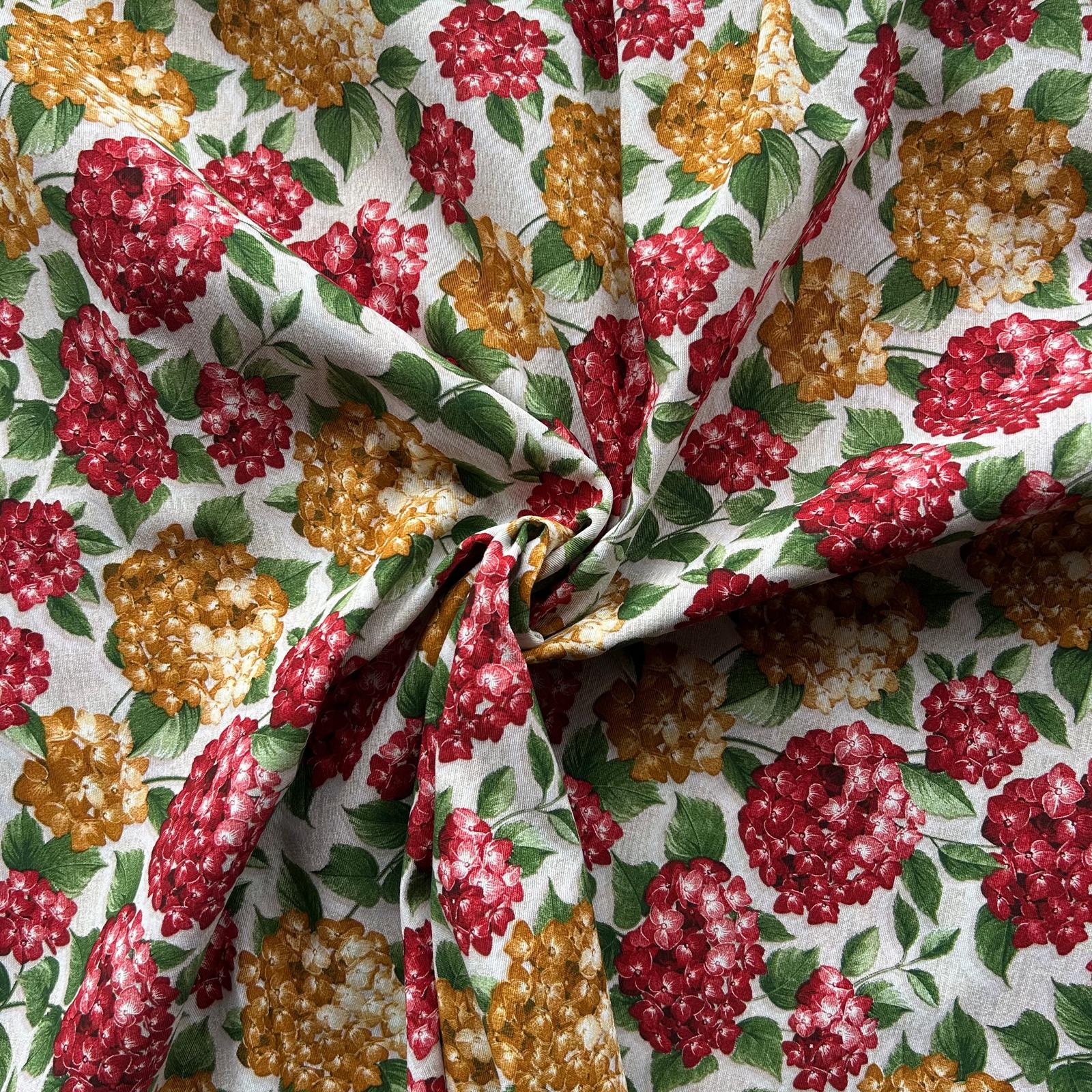 Loneta de decoração - Floral - Vermelho