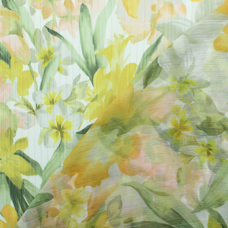 Camisa con estampado floral translúcido brillante - amarillo