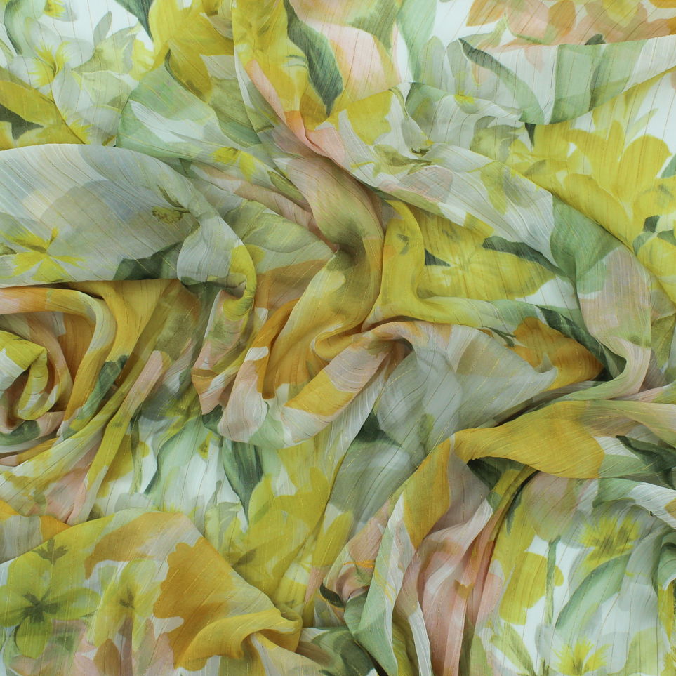 Camisa con estampado floral translúcido brillante - amarillo