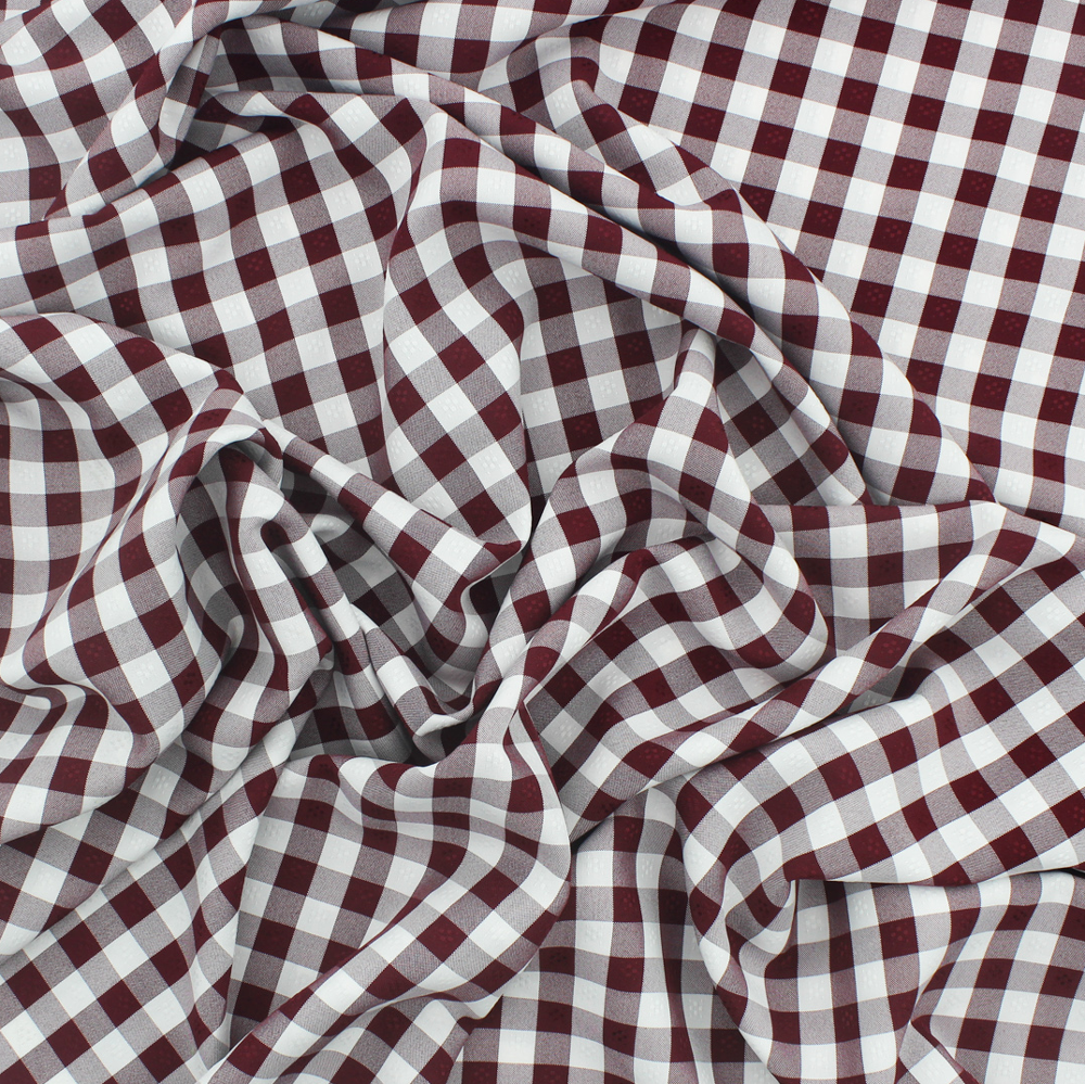 Tela Ajedrez con Relieve - Burdeos