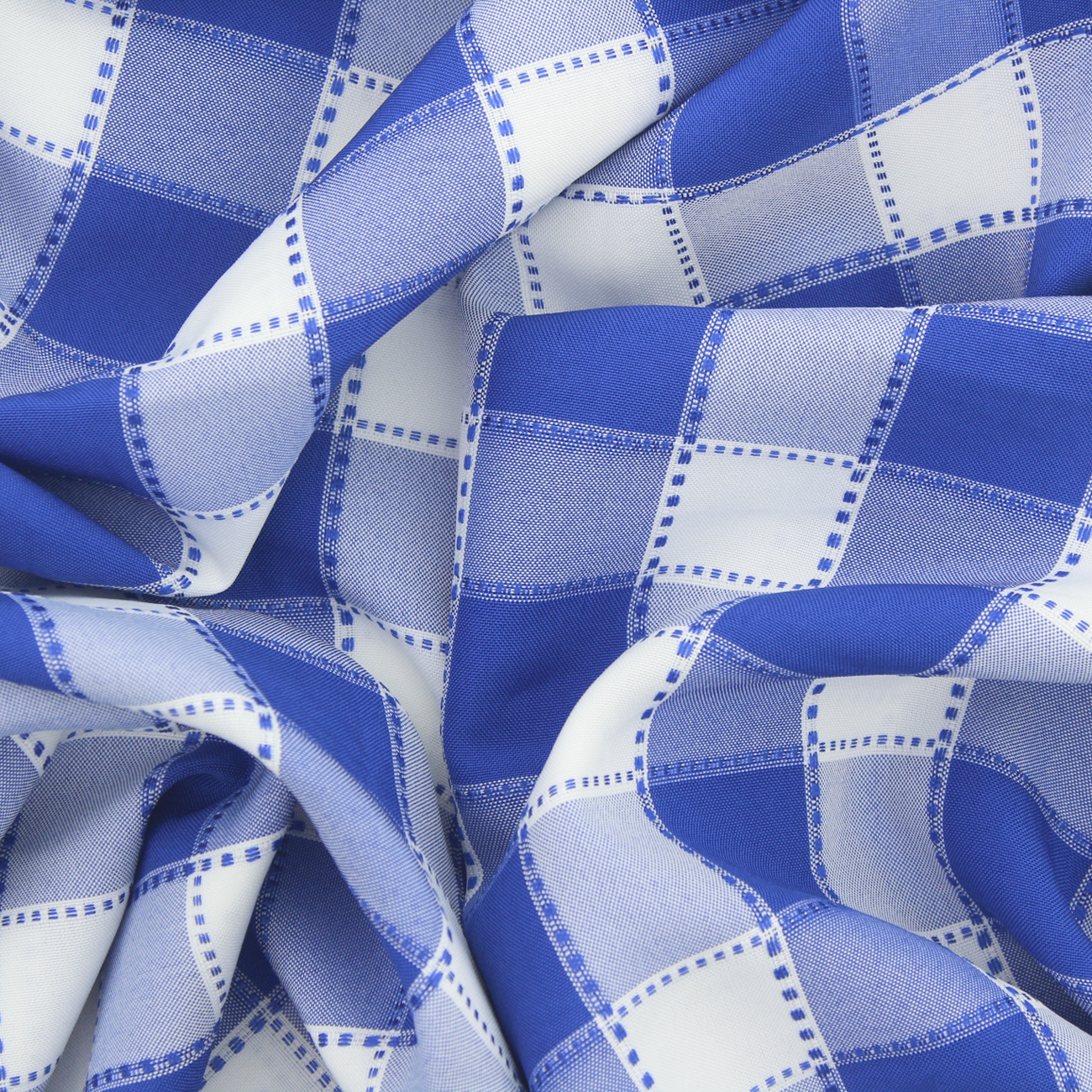 Tecido Xadrez Tracejado - Azul