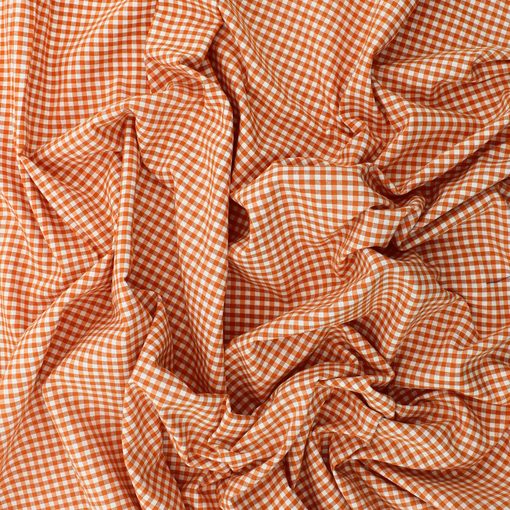 Tela Cuadros Vichy Pequeños - Naranja