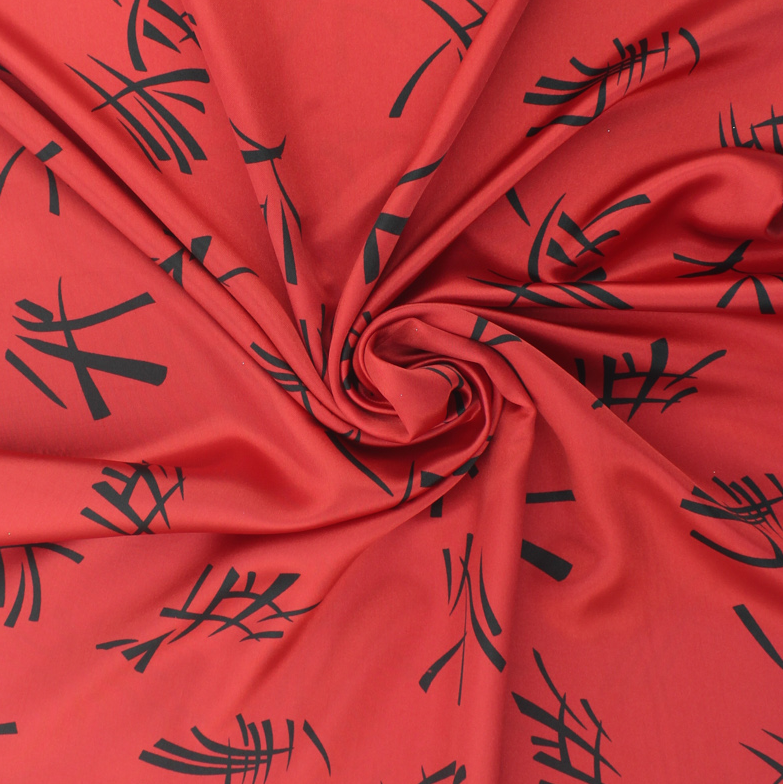 Cetim Estampado Carnaval Samurai - Vermelho