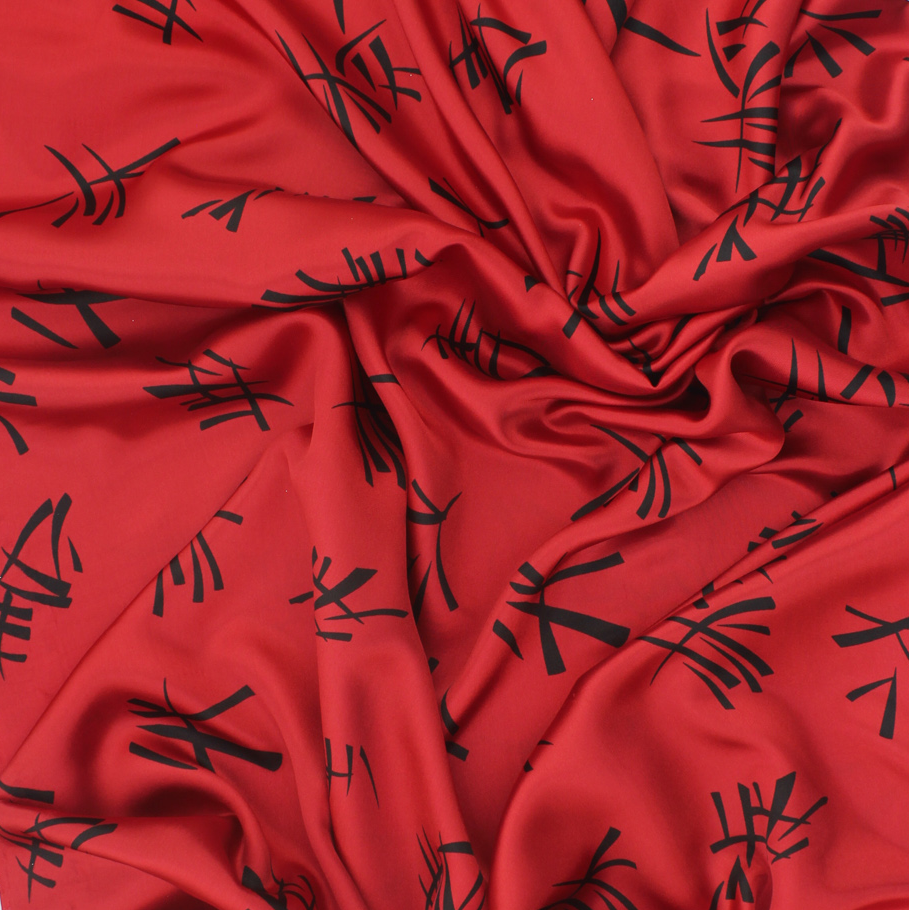 Cetim Estampado Carnaval Samurai - Vermelho