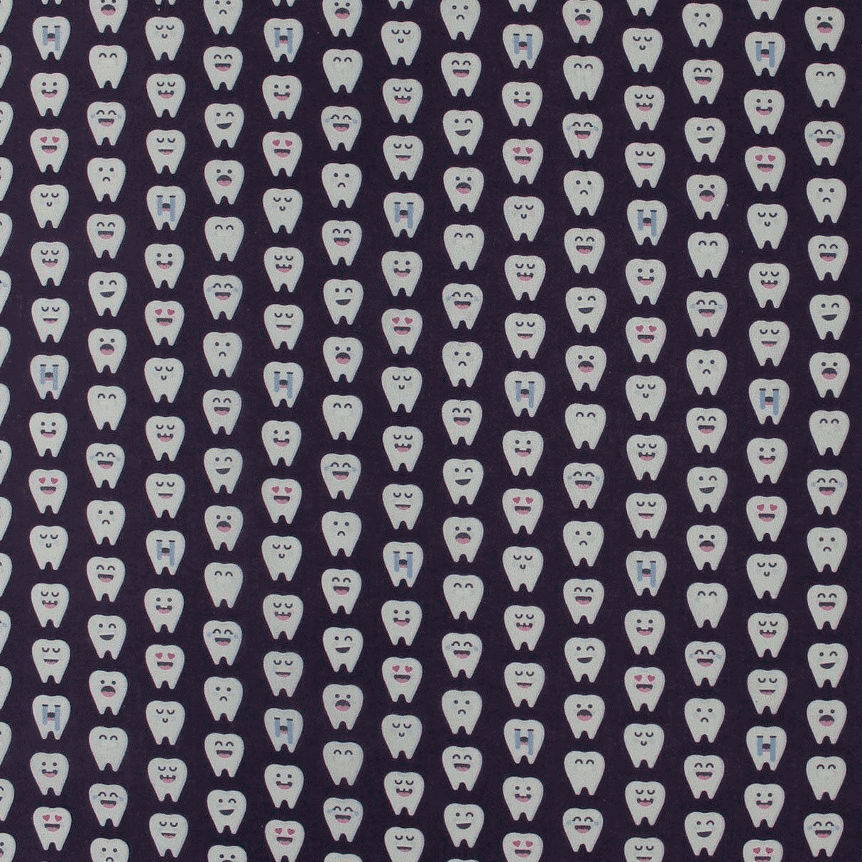 Algodão estampado dentes - azul Algodões Estampados Tecido para Decoração e Vestuário