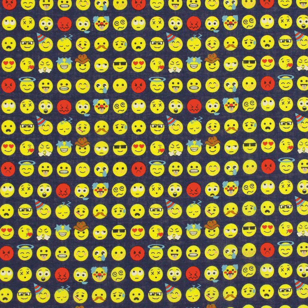 Algodão Estampado emojis - azul Algodões Estampados Tecido para Decoração e Vestuário