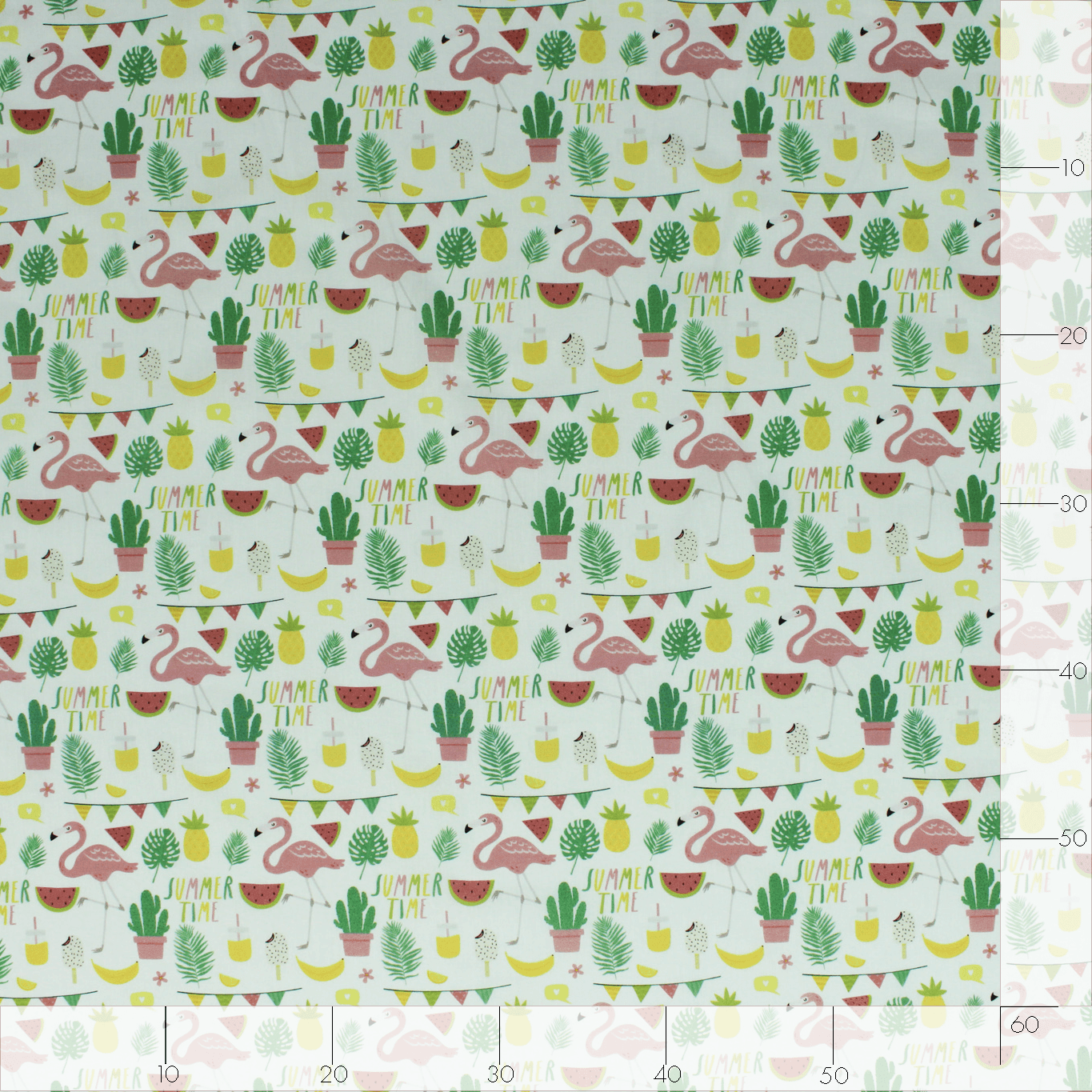 Algodão Estampado - Flamingos - verde Algodões Estampados Tecido para Decoração e Vestuário