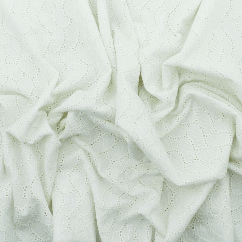 Bordado Inglês Liso - branco Bordado Inglês Tecido para Vestuário