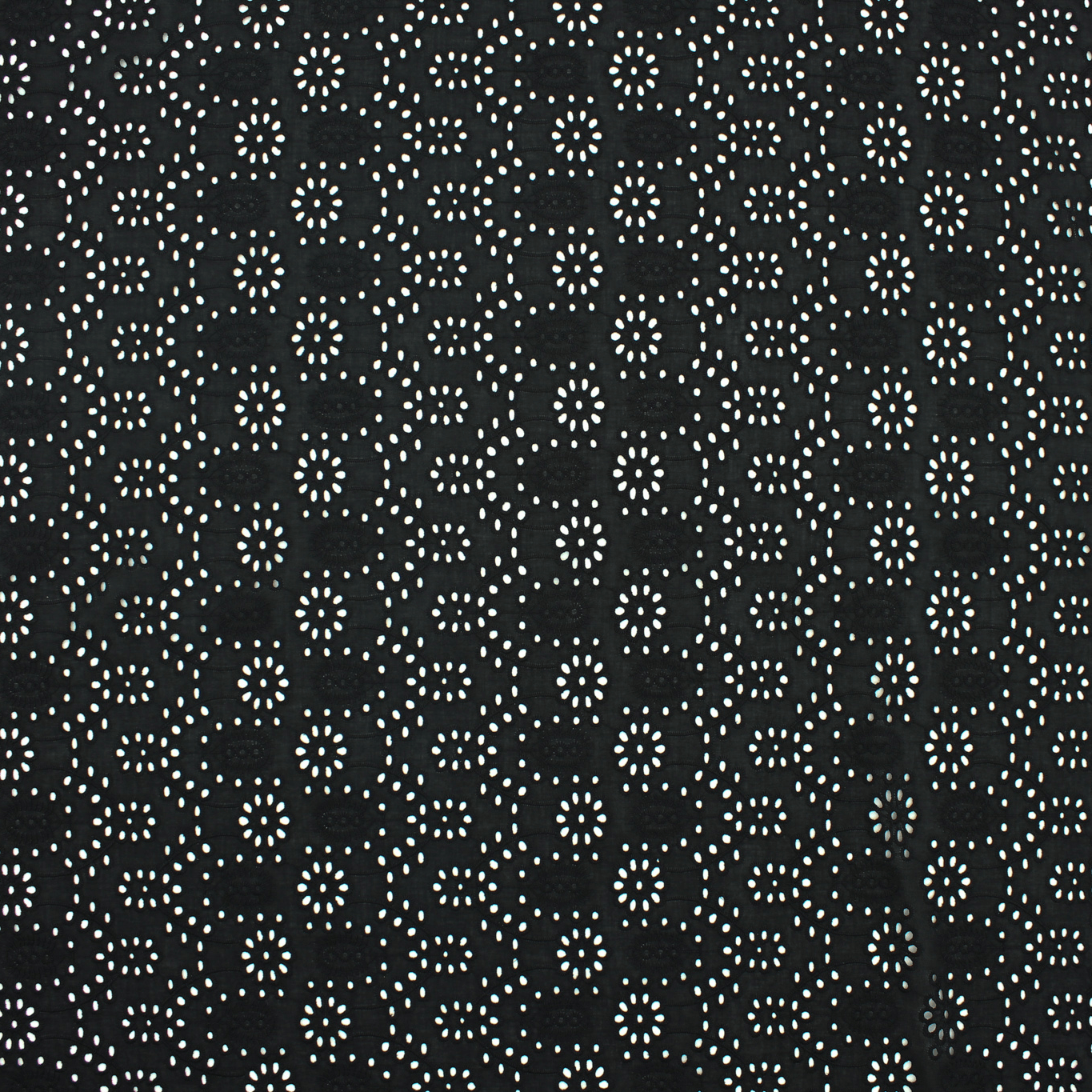 Bordado Inglês Liso Circular - Preto Bordado Inglês Tecido para Vestuário