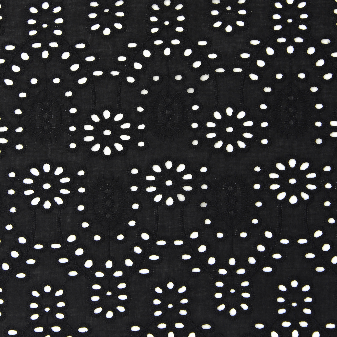 Bordado Inglês Liso Circular - Preto Bordado Inglês Tecido para Vestuário