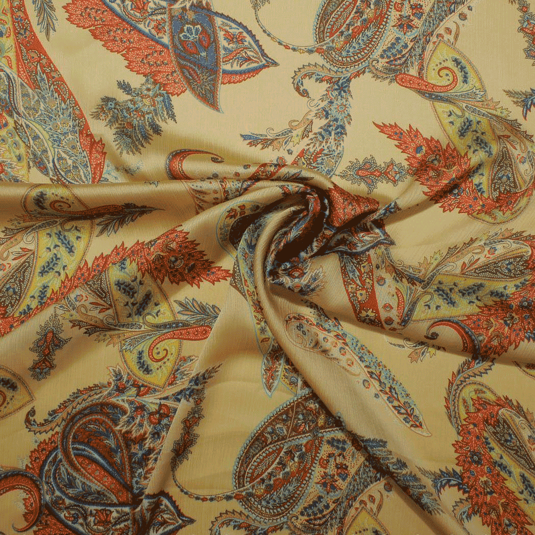 Camiseiro Estampado Cornucopias - Bege Sedas Poliéster Tecido para Vestuário