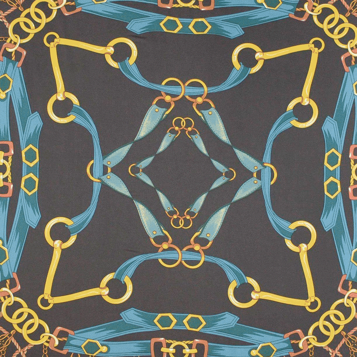 Camiseiro Estampado correntes - azul e amarelo Sedas Poliéster Tecido para Vestuário