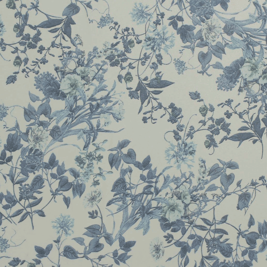 Camiseiro Estampado Floral Translúcido - azul Sedas Poliéster Tecido para Vestuário