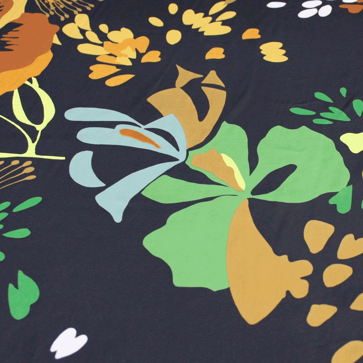 Camiseiro Estampado floral - verde e preto Sedas Poliéster Tecido para Vestuário