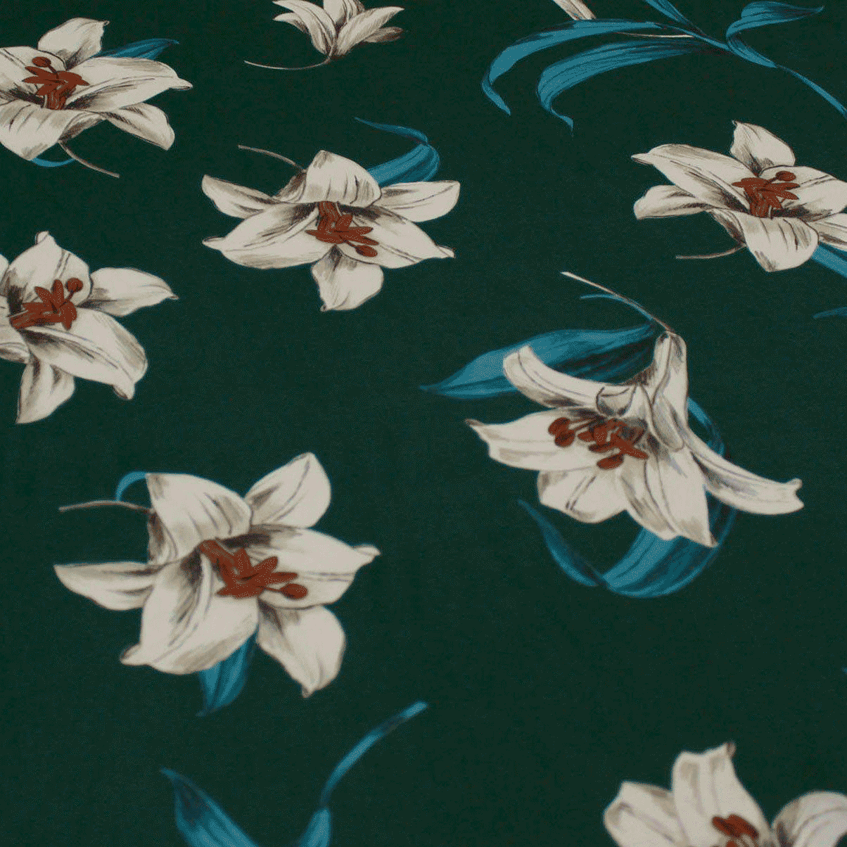 Camiseiro Estampado floral - verde Sedas Poliéster Tecido para Vestuário