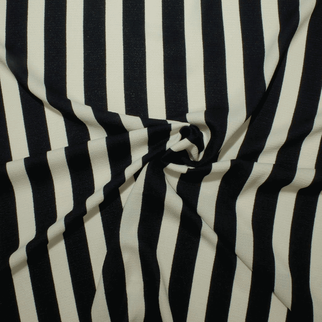 Camiseiro Estampado Riscas Azul & Branco Sedas Poliéster Tecido para Vestuário