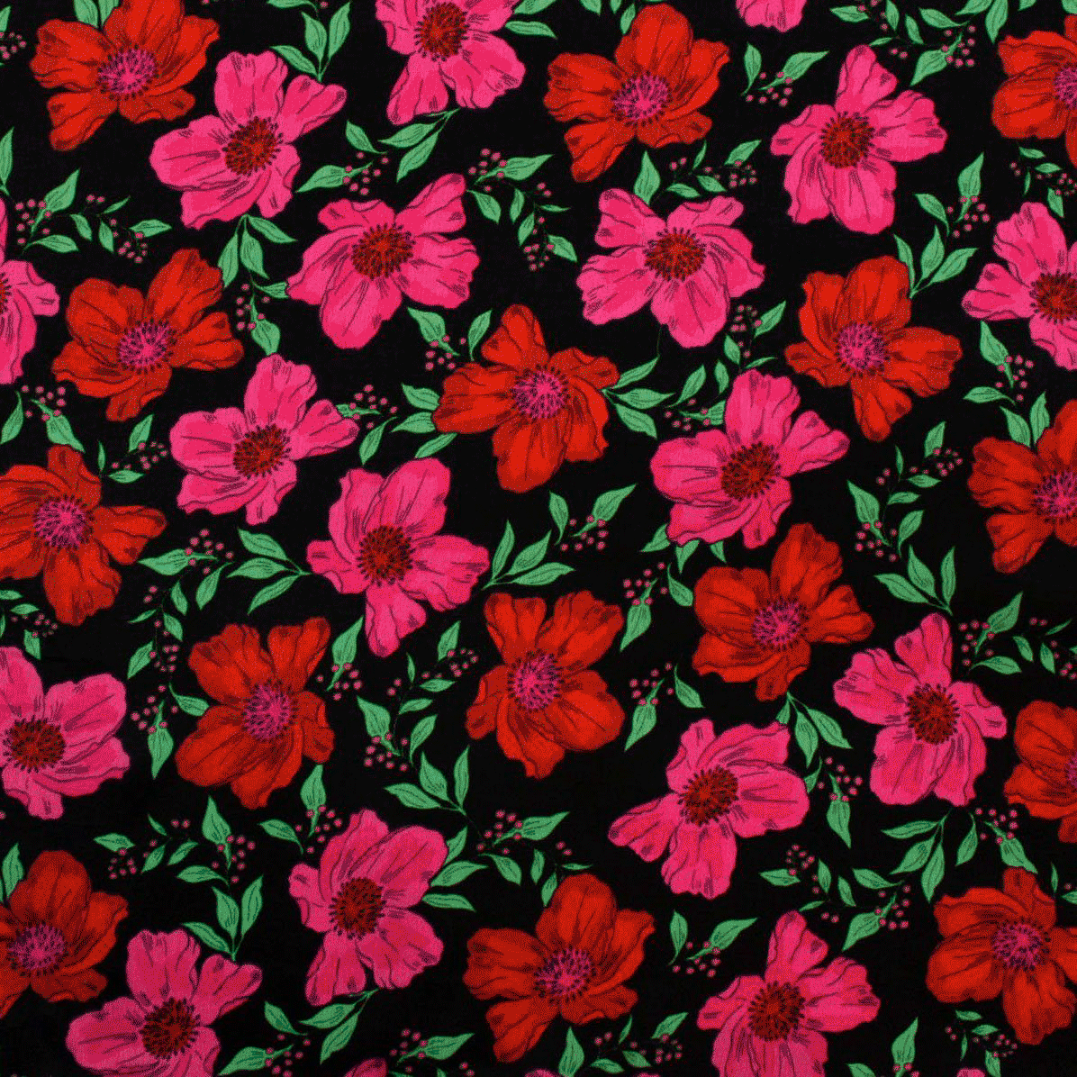 Camiseiro Estampado rosas - fúxia Sedas Poliéster Tecido para Vestuário