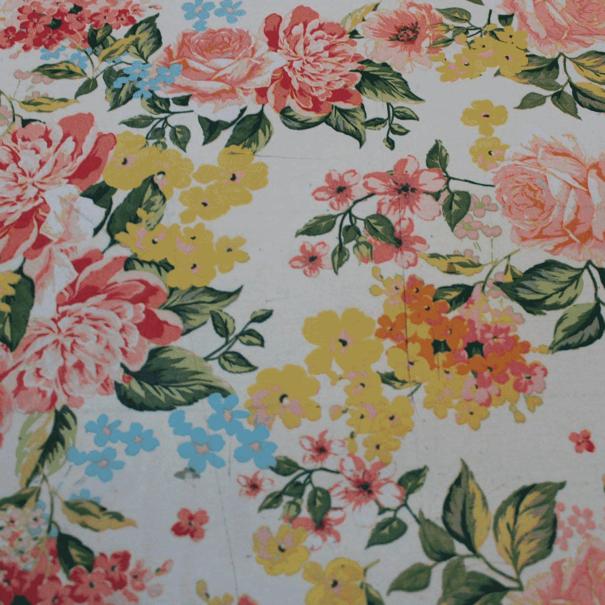 Camiseiro Estampado Translúcido floral - amarelo e rosa Sedas Poliéster Tecido para Vestuário