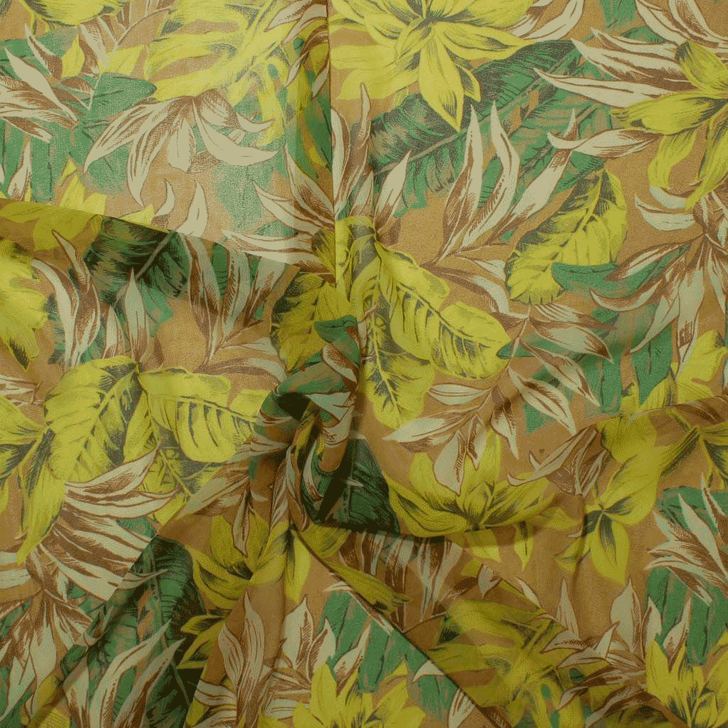 Camiseiro Estampado Translúcido Floral - amarelo Sedas Poliéster Tecido para Vestuário