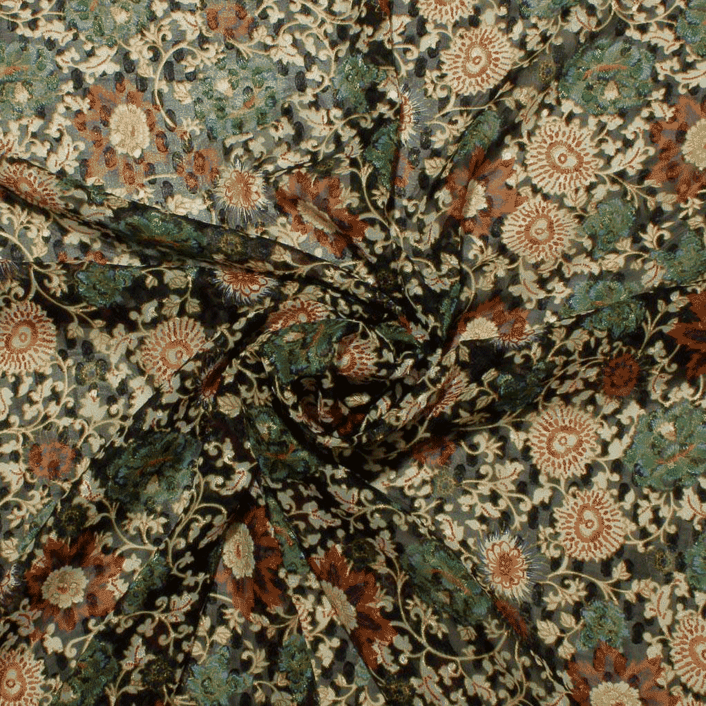 Camiseiro Estampado Translúcido Floral Verde Camiseiro de Algodão Tecido para Vestuário