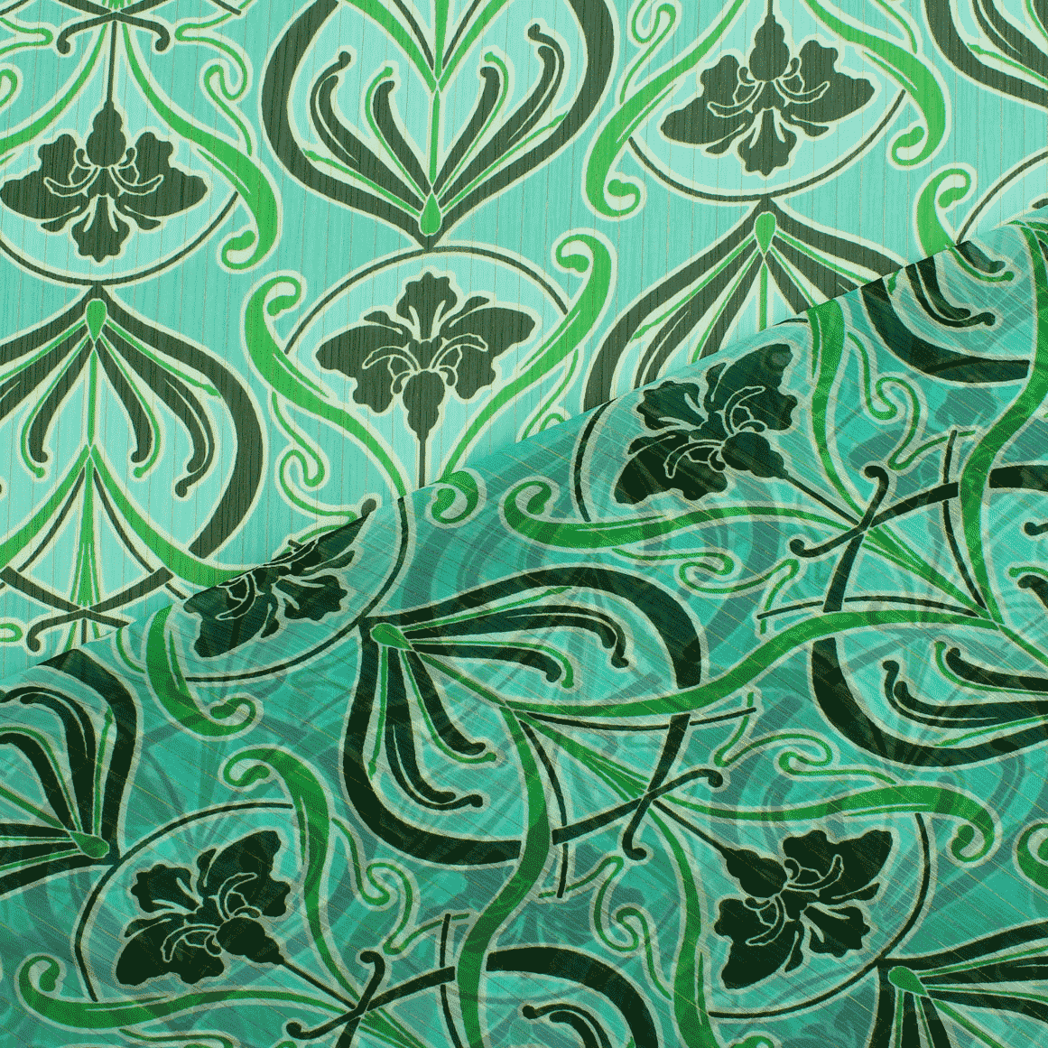 Camiseiro Estampado Translúcido Floral - verde Sedas Poliéster Tecido para Vestuário