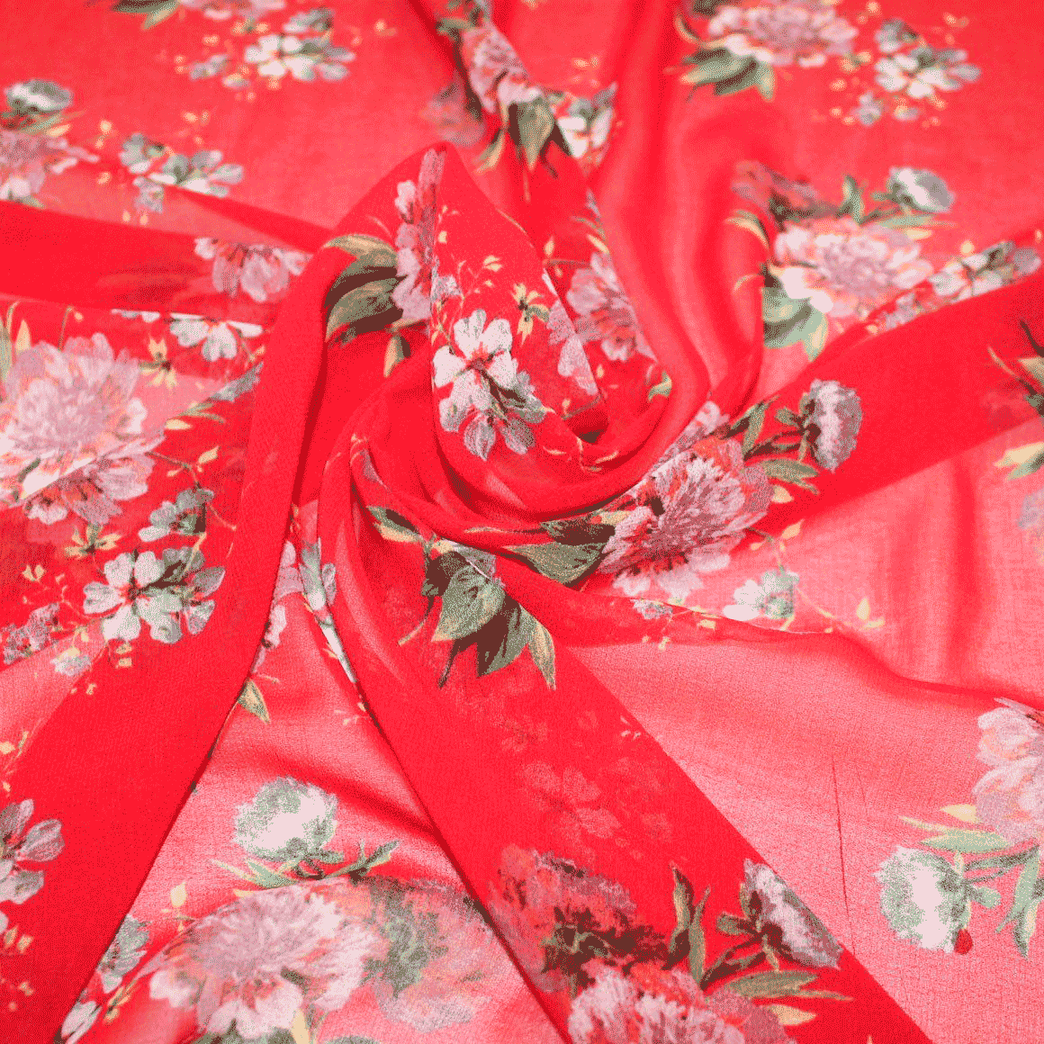 Camiseiro Estampado Translúcido floral - vermelho Sedas Poliéster Tecido para Vestuário