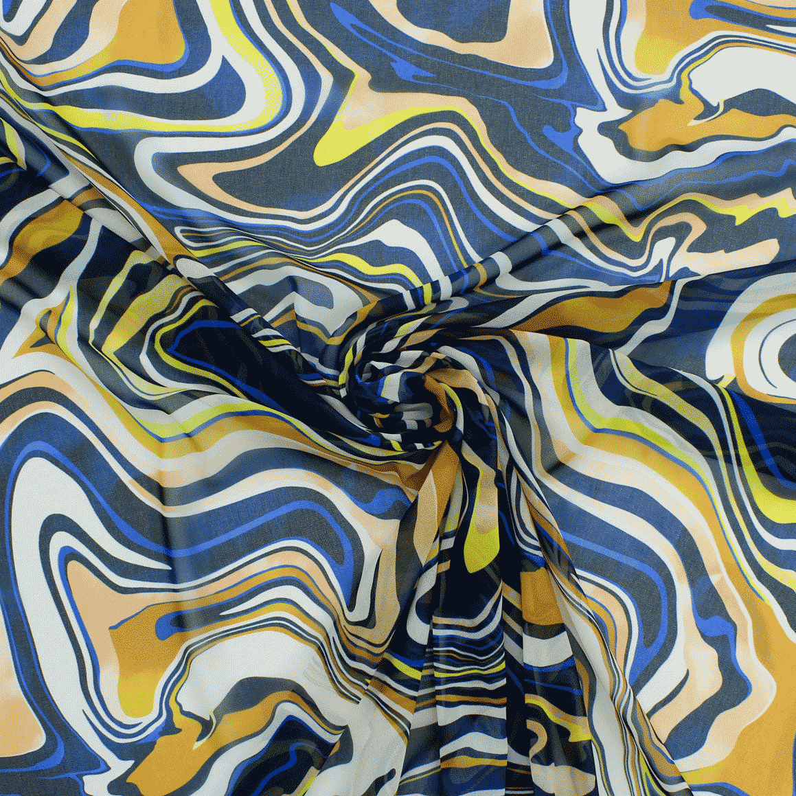 Camiseiro Estampado Translúcido Geométrico - azul & amarelo Sedas Poliéster Tecido para Vestuário