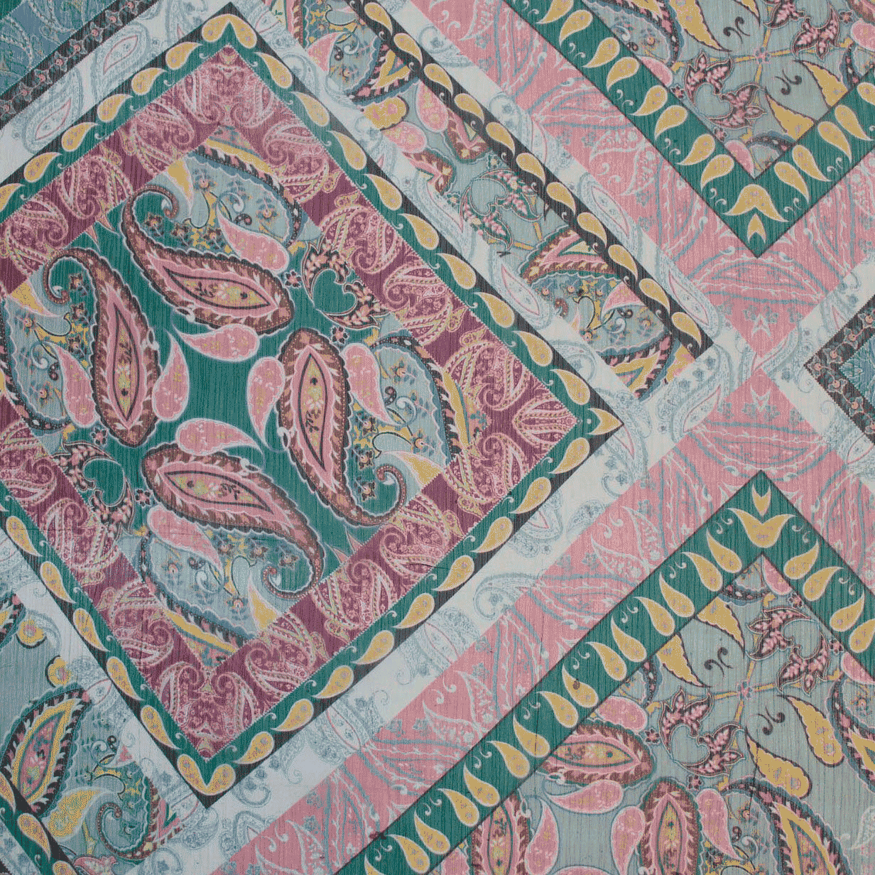 Camiseiro Estampado translúcido losango - rosa e verde Sedas Poliéster Tecido para Vestuário