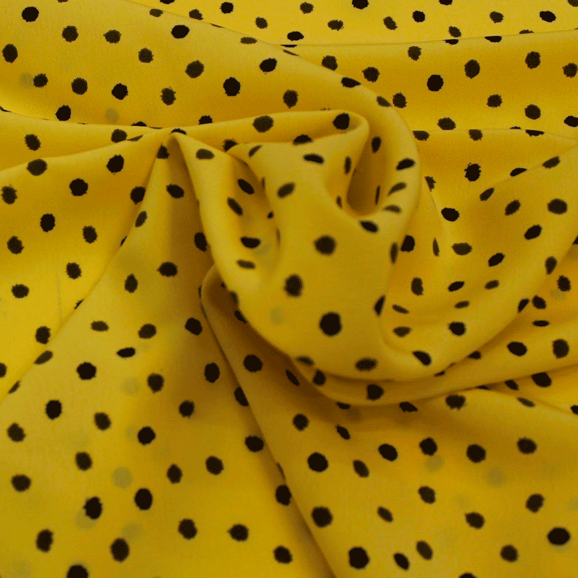 Camiseiro Estampado Translúcido pintas - amarelo e preto Sedas Poliéster Tecido para Vestuário