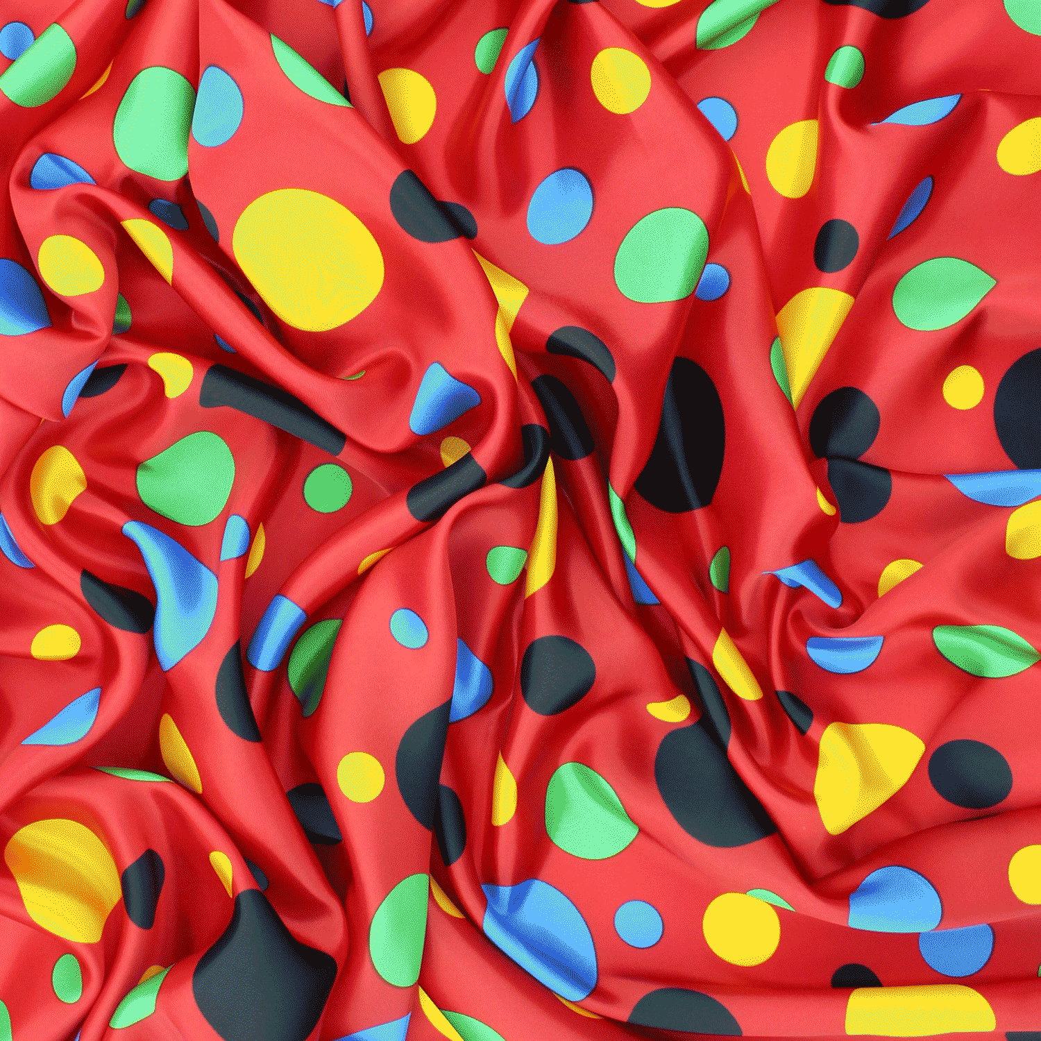 Cetim Estampado Carnaval Bolas - vermelho Cetim Estampado Tecido para Vestuário