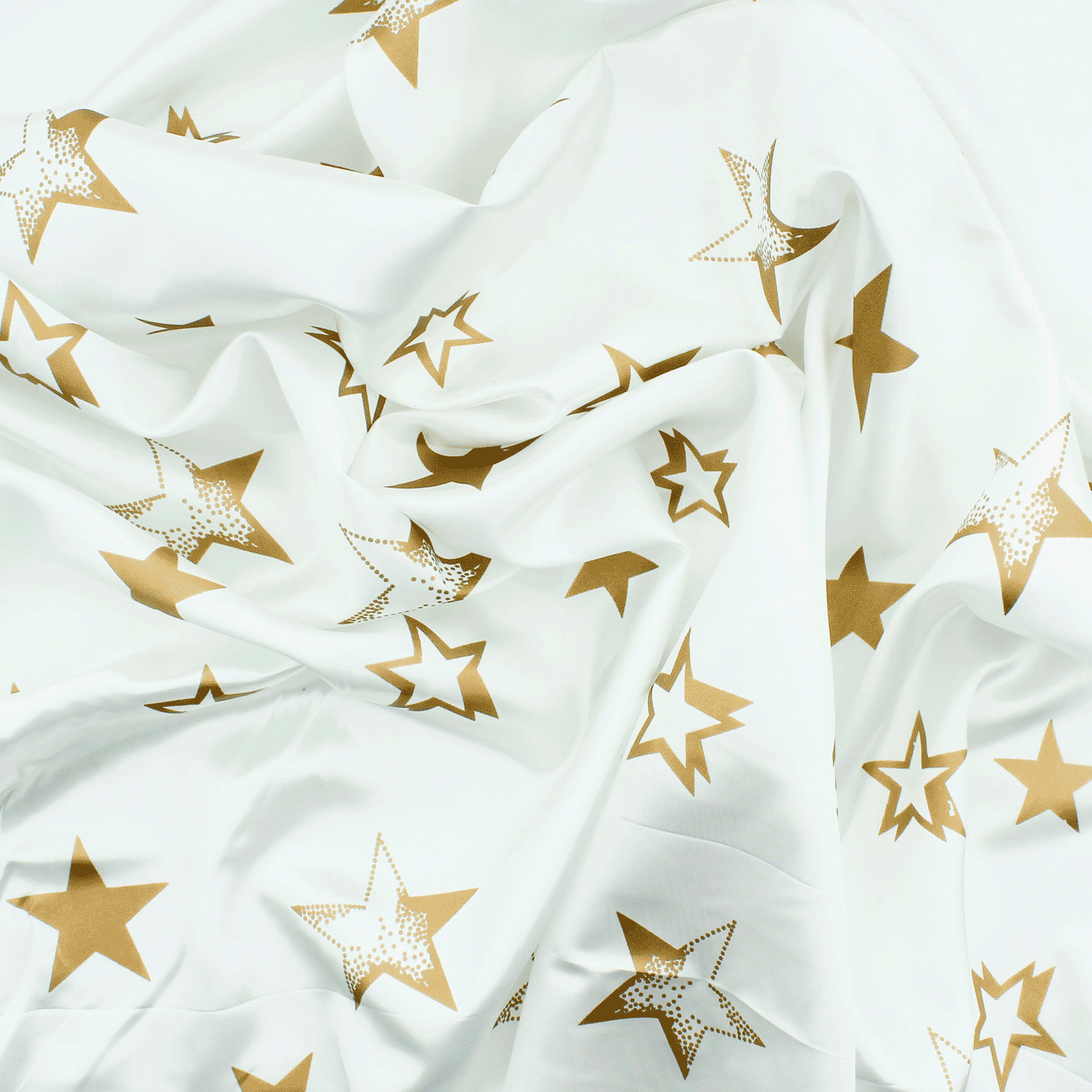 Cetim Estampado Carnaval Estrelas - branco Cetim Estampado Tecido para Vestuário