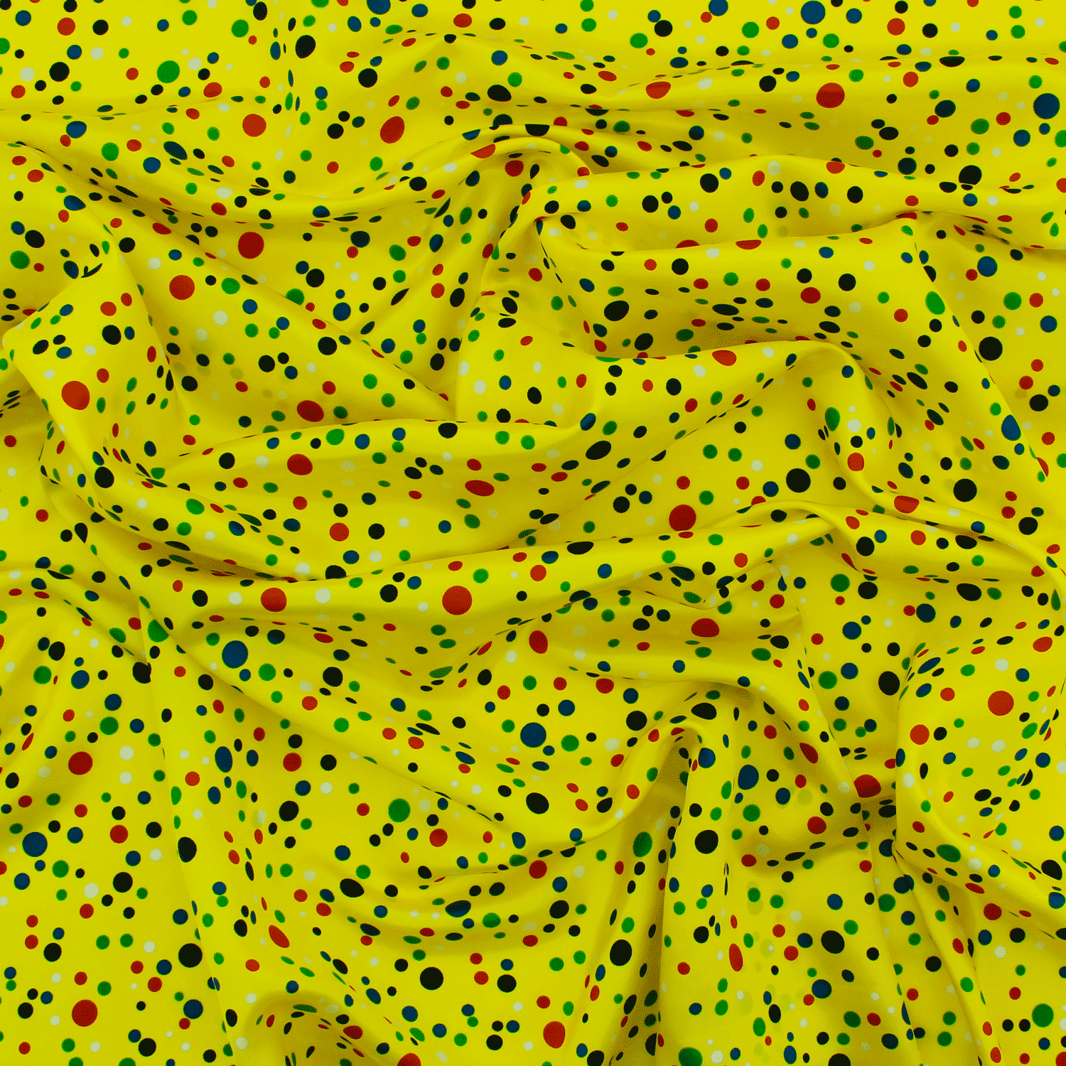 Cetim Estampado Carnaval Pintas - amarelo Cetim Estampado Tecido para Vestuário
