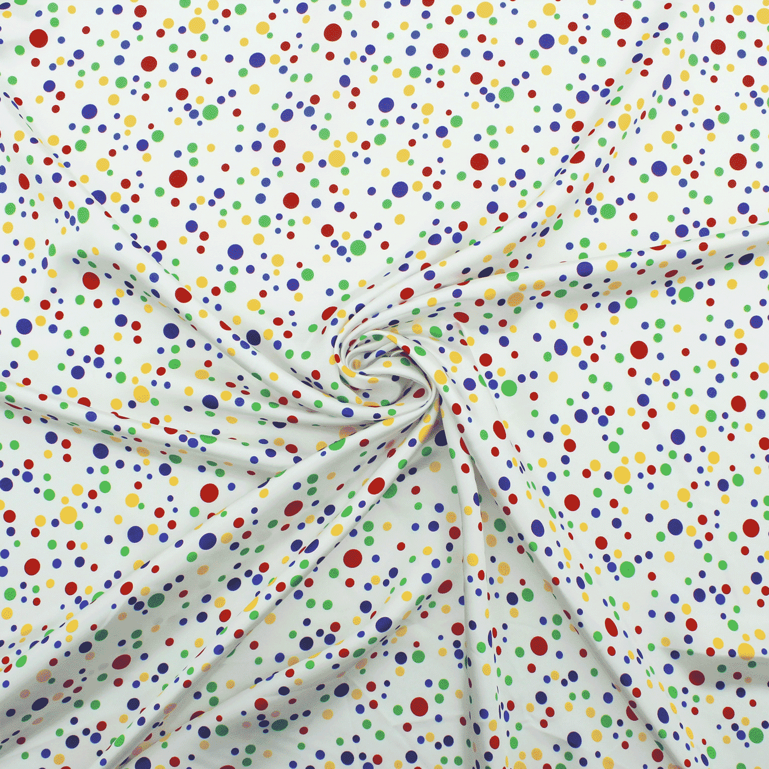 Cetim Estampado Carnaval Pintas - branco Cetim Estampado Tecido para Vestuário